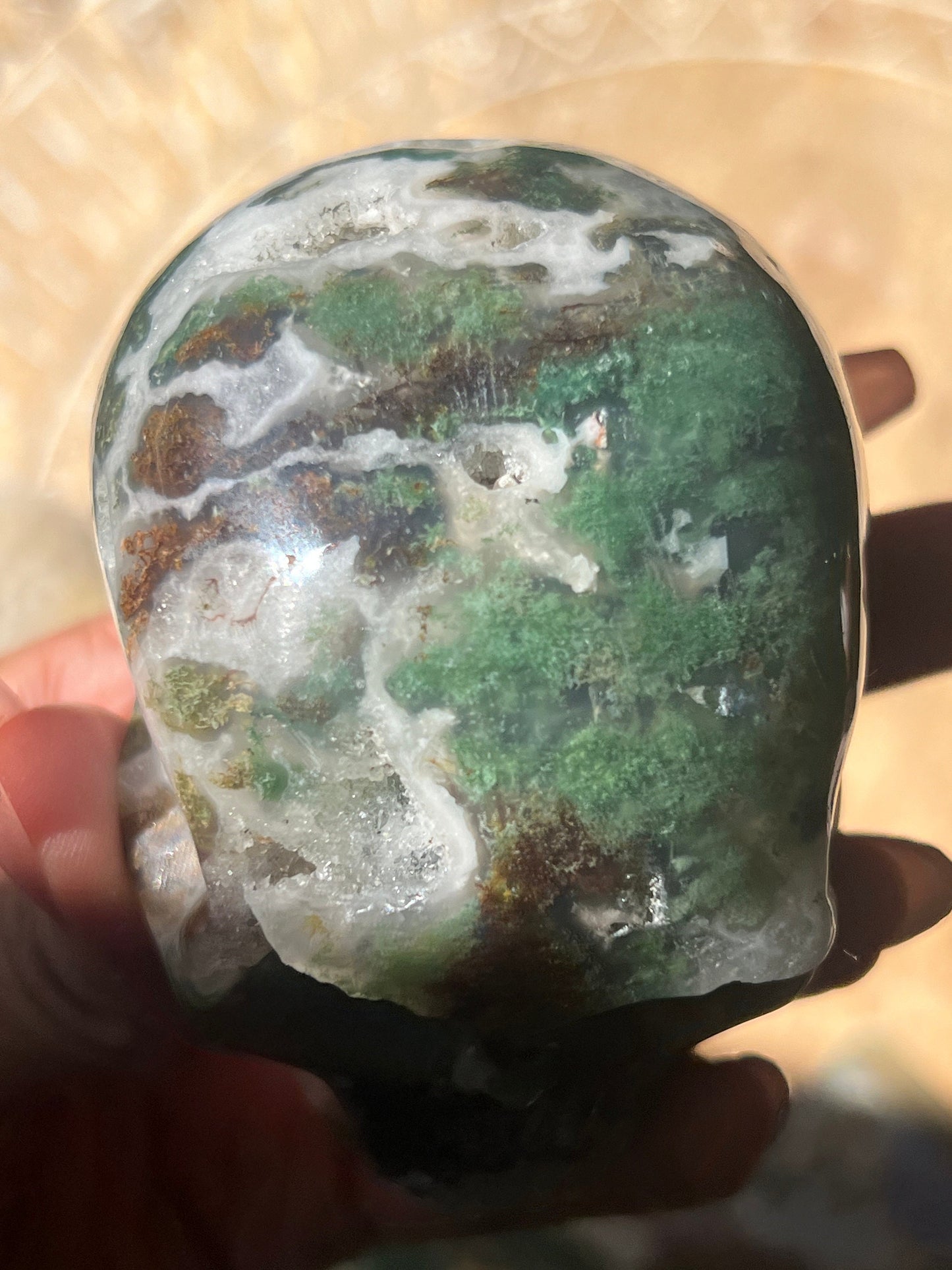 Moss Agate Skull, Druzy Moss Agate, Moss Agate Crystal, Crystal Gifts, Metaphysical Gifts, Witch Decoration, Crystal Skulls, SMALL