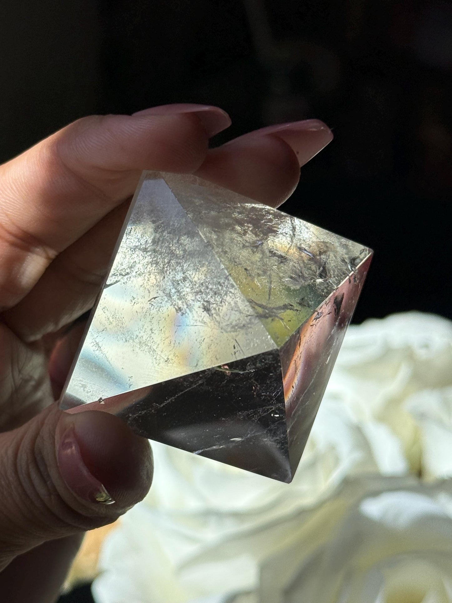 Natural Clear Quartz Pyramid, Rainbow Clear Quartz, Spiritual Home Decoration, Egyptian Pyramid Decoration, High Frequency Quartz, Pyramid