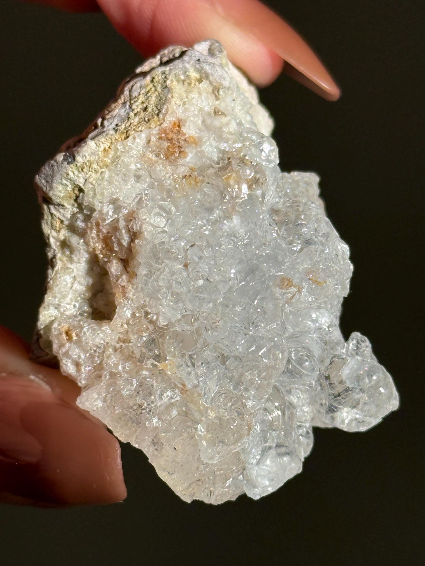 Hyalite Opal With Pyrite on Matrix, UV Reactive Hyalite, Hyalite, Glassy Hyalite, Fossils and Rocks, Raw Crystal Specimen, Crystal Gifts,