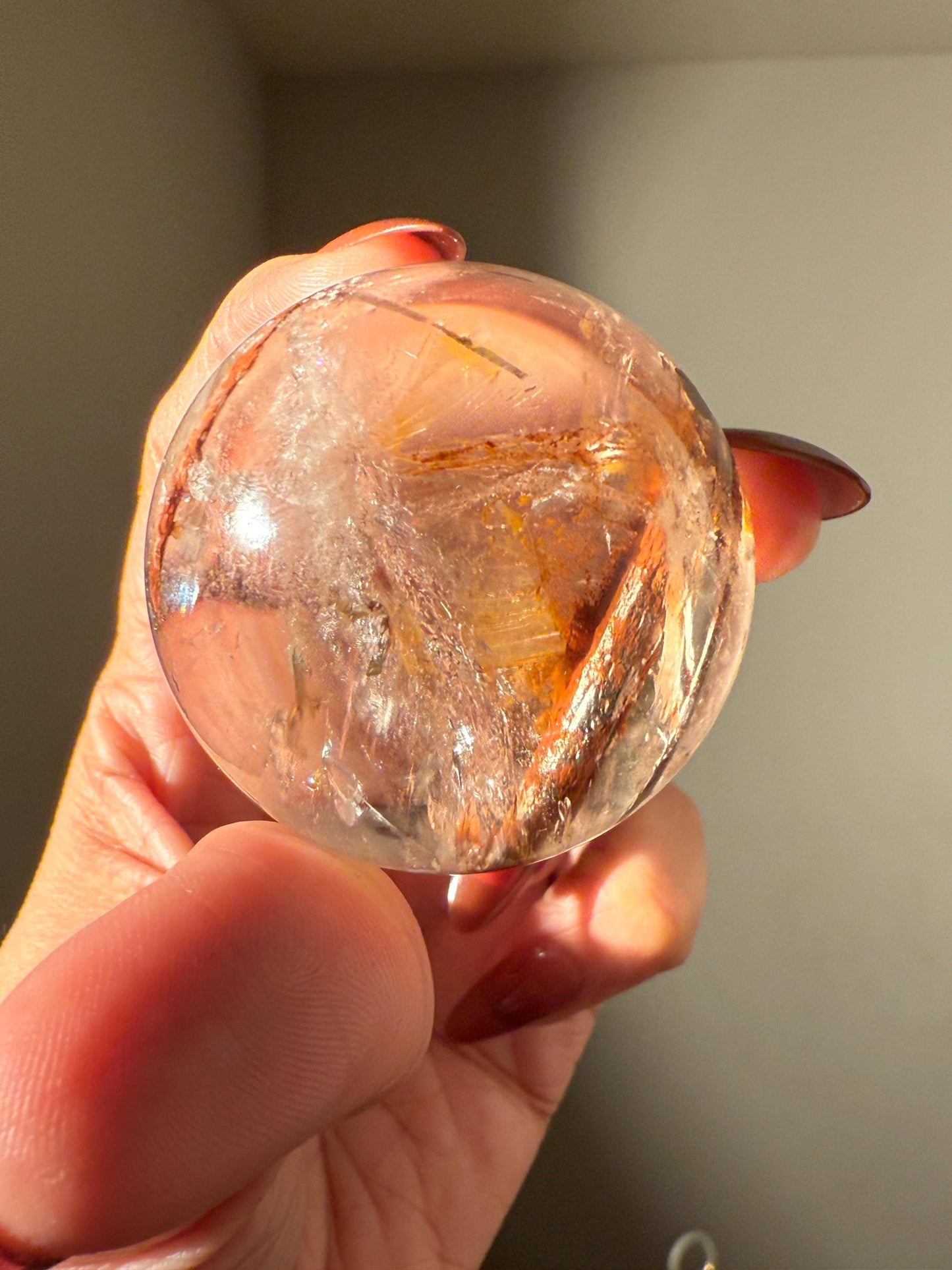 Red Rutile Quartz, Copper Rutilated Quartz Sphere, Copper Rutile, Rutilated Quartz, Crystals, Crystal Gifts, Unique Gift Idea,