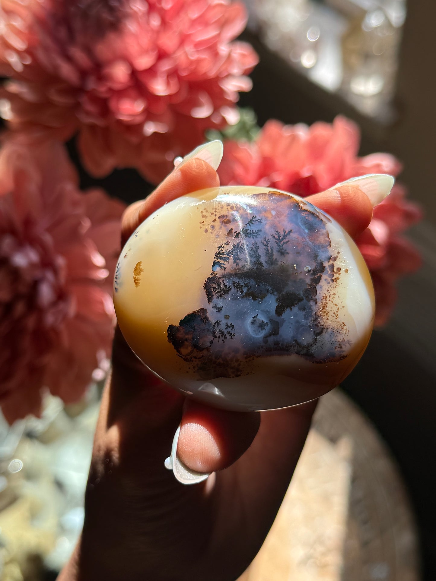 Dendritic Agate Palm stone Purple - Unique Agate stone for meditation and gifts