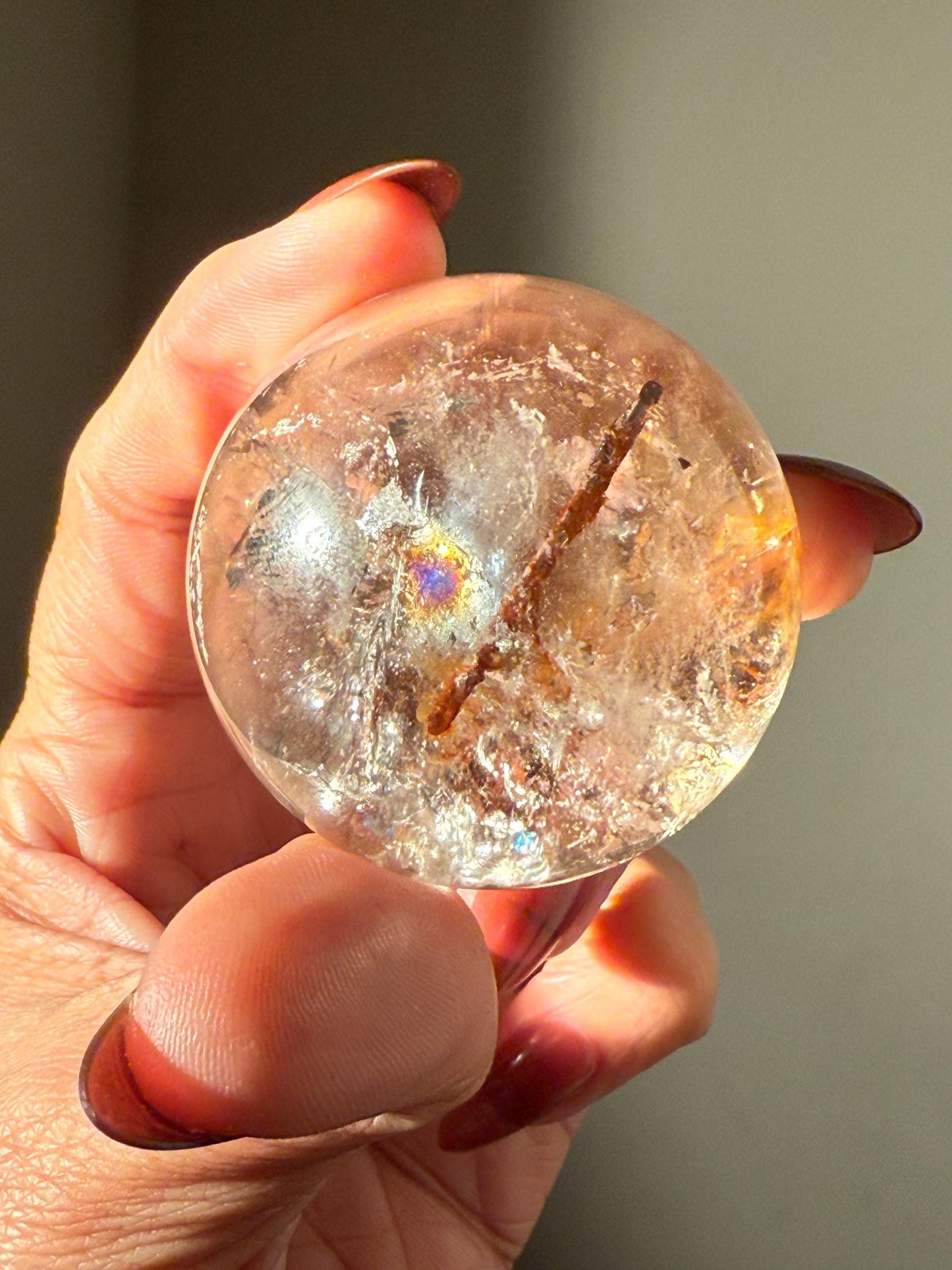 Red Rutile Quartz, Copper Rutilated Quartz Sphere, Copper Rutile, Rutilated Quartz, Crystals, Crystal Gifts, Unique Gift Idea,