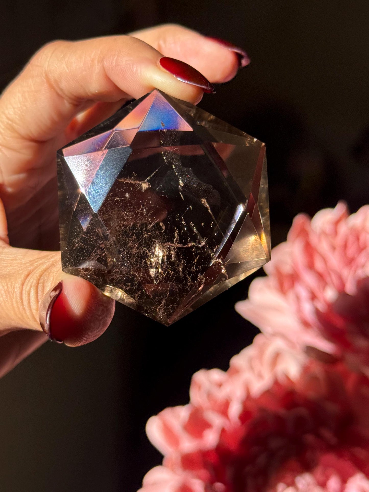 Crystal Hexagon Faceted Quartz, Star Of David Quartz, Faceted Smoky Quartz, Merkaba Quartz, Metaphysical Gifts, Crystal Gifts