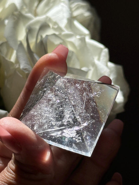 Small Natural Clear Quartz Pyramid, Rainbow Clear Quartz, Spiritual Home Decoration, Egyptian Pyramid Decoration, Small Pyramid