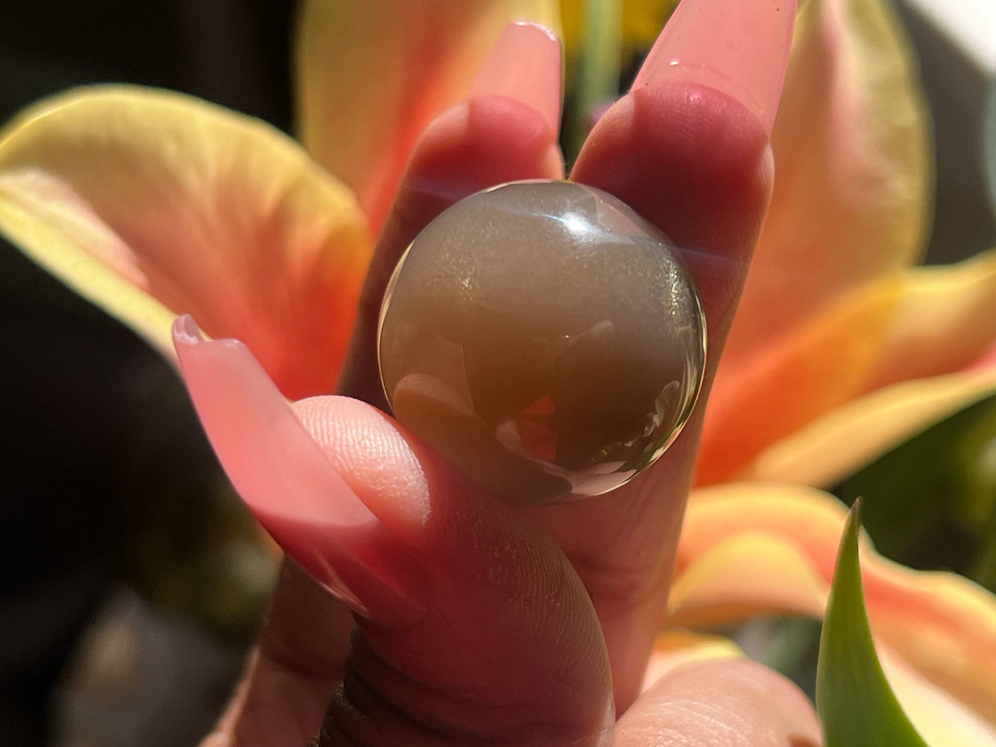 Sunstone Mini Sphere With Crown Holder, Translucent Peach Moonstone, Sunstone, Flashy Black Moonstone, Gemmy high quality moonstone, MINI