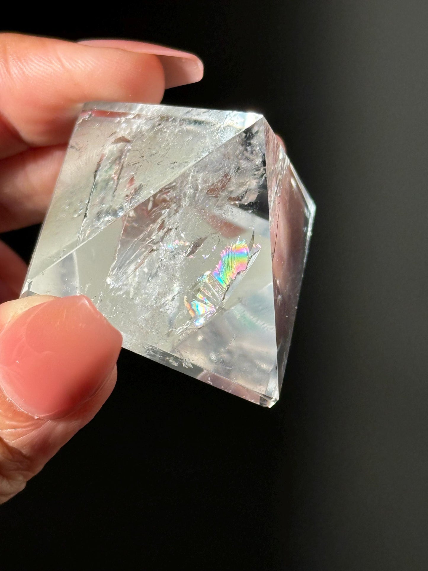 Natural Clear Quartz Pyramid, Rainbow Clear Quartz, Spiritual Home Decoration, Egyptian Pyramid Decoration, High Frequency Quartz, Pyramid