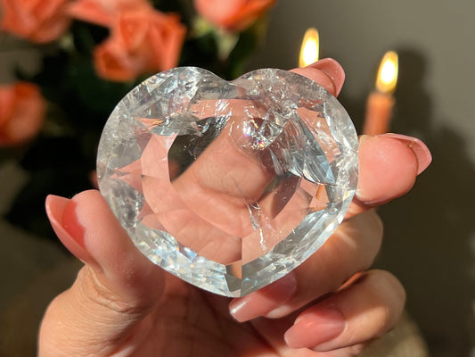 Gem Grade Quartz Heart, Faceted Heart From Brazil, Highest Quality Clear Quartz, Crystal Heart, Gift For Her, High Grade Gemstone,