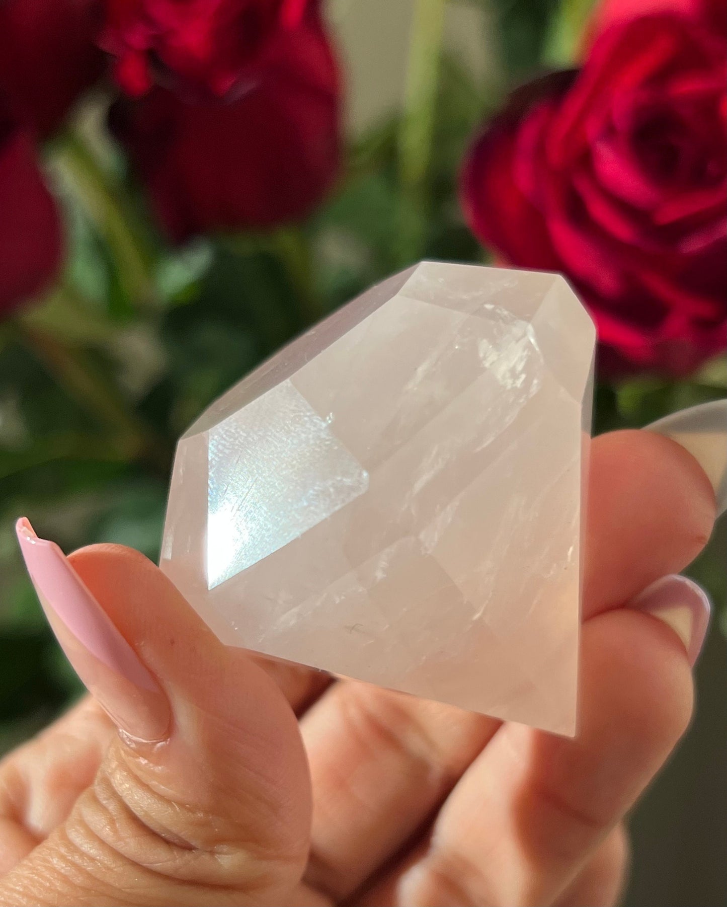 Small Rose Quartz Diamond Carving, Rose Quartz Diamond, Authentic Natural Rose Quartz, Rose Quartz, Crystals Gift, Metaphysical gits,