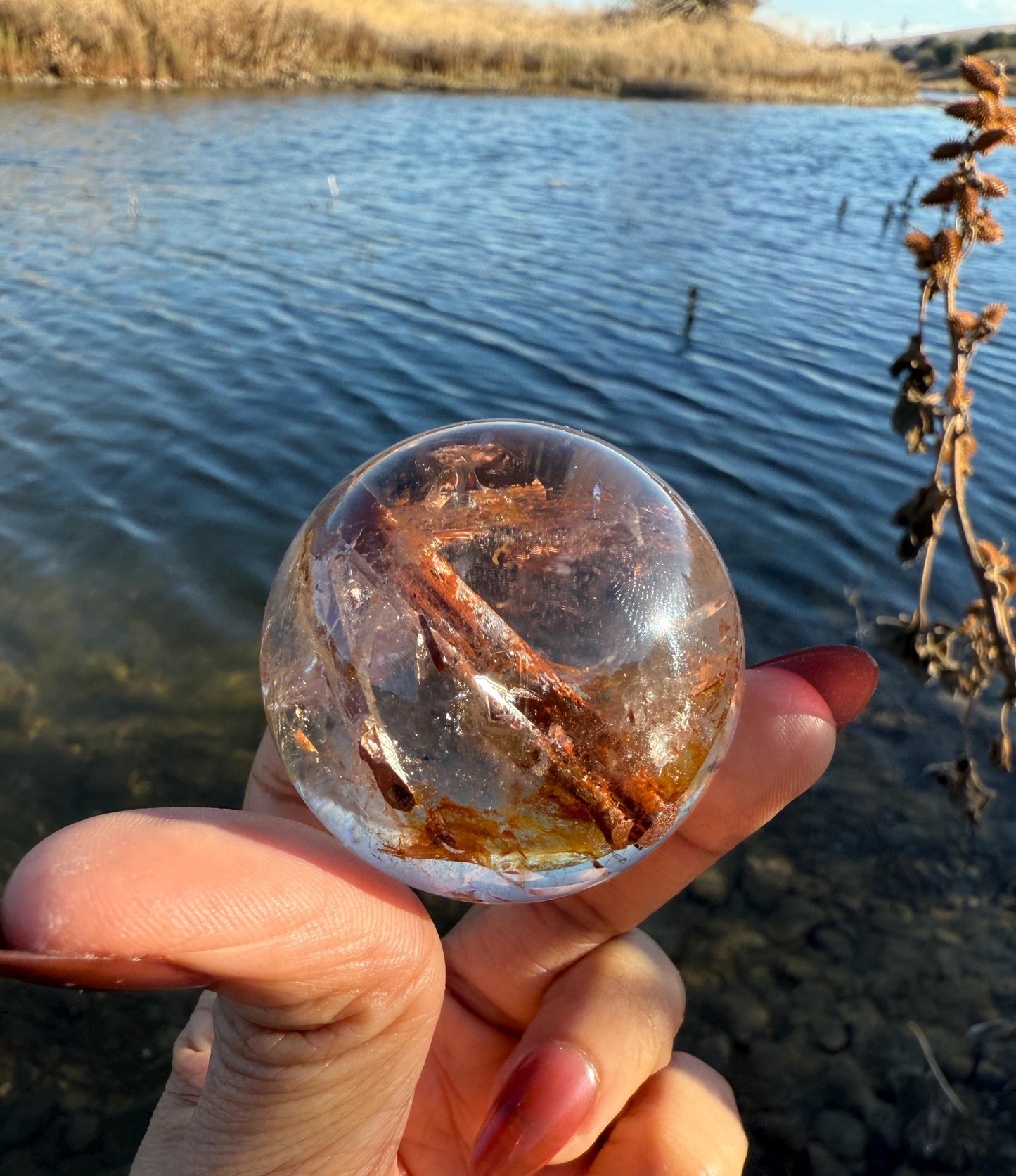 Red Rutile Quartz, Copper Rutilated Quartz Sphere, Copper Rutile, Rutilated Quartz, Crystals, Crystal Gifts, Unique Gift Idea,
