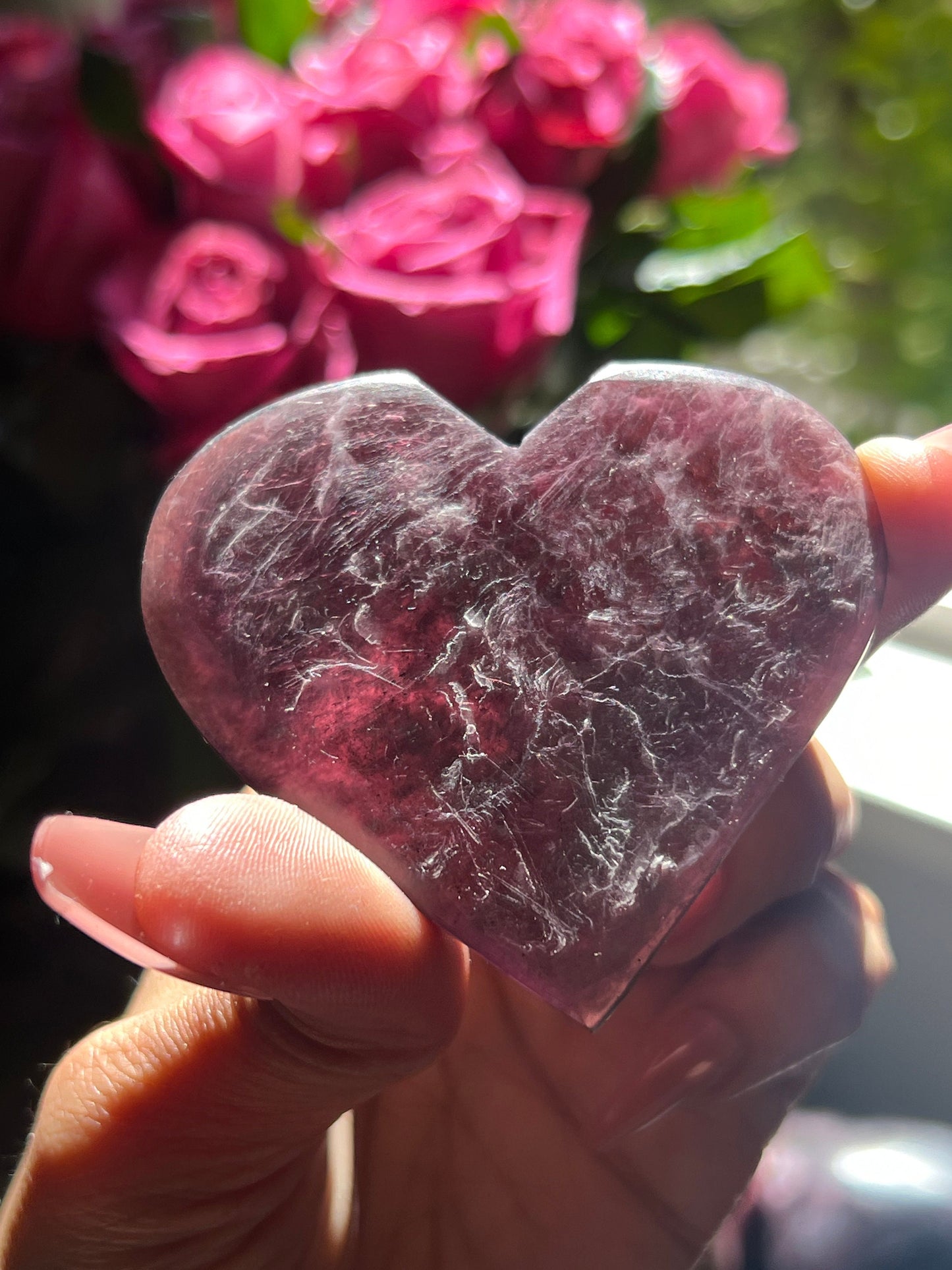 Purple Mica Heart, Lepidolite Heart, Crystal hearts, Gem Lepidolite, Mica Palm stone