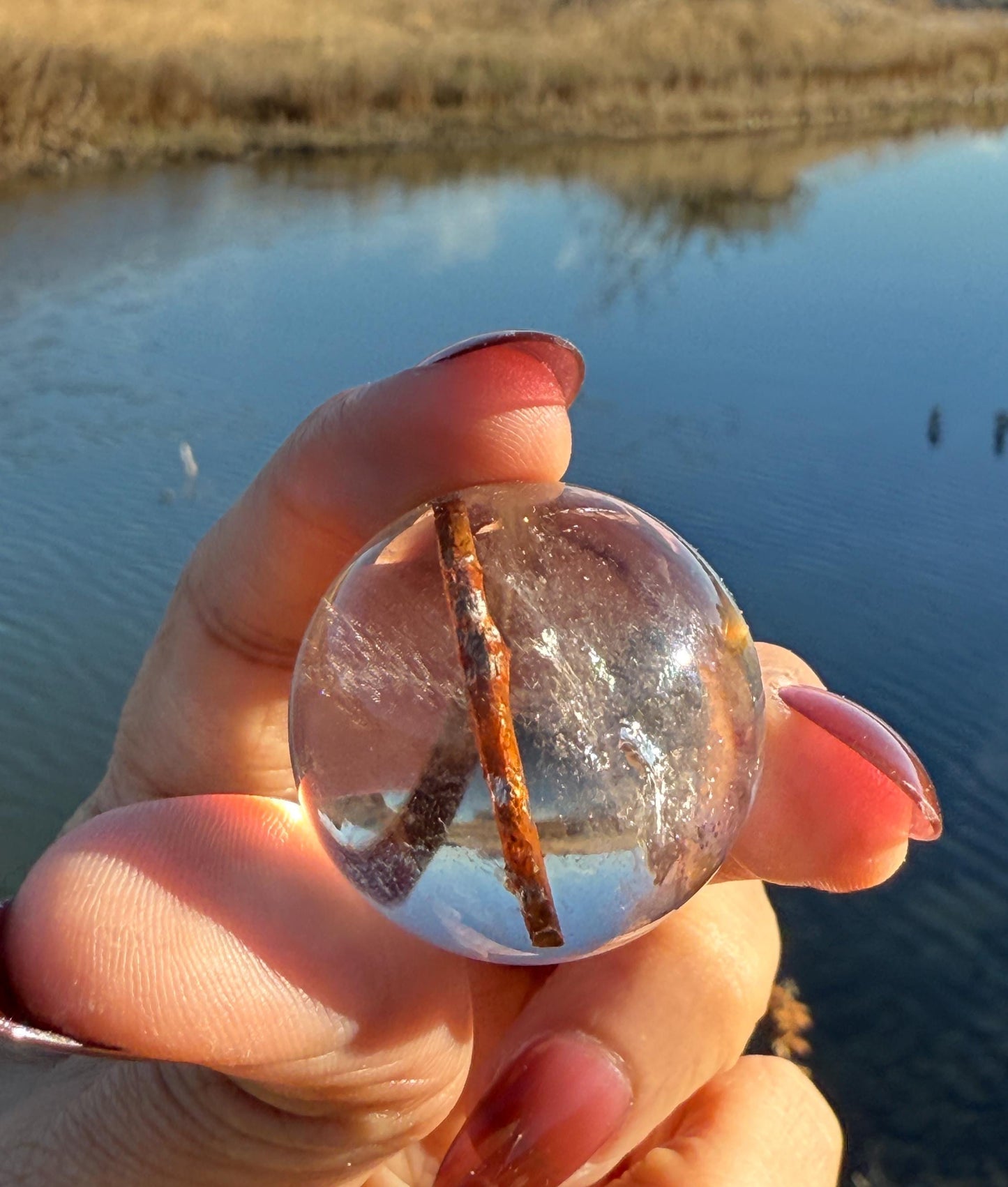 Red Rutile Quartz, Copper Rutilated Quartz Sphere, Copper Rutile, Rutilated Quartz, Crystals, Crystal Gifts, Unique Gift Idea,