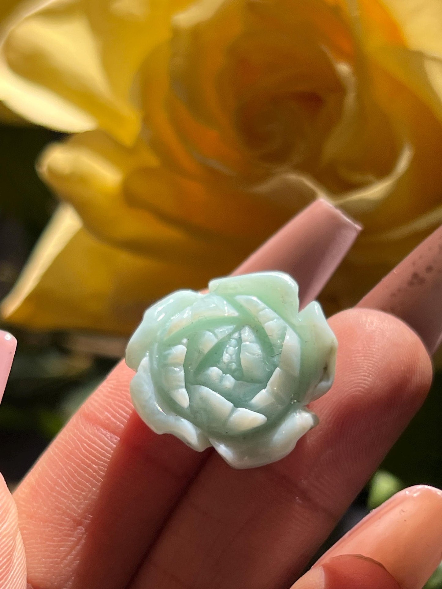 Precious Larimar Flower, Larimar Charm, Larimar Flower, Larimar Cab, Larimar stone cabs, Crystal Gifts, Spiritual Gifts, Crystal Jewelry