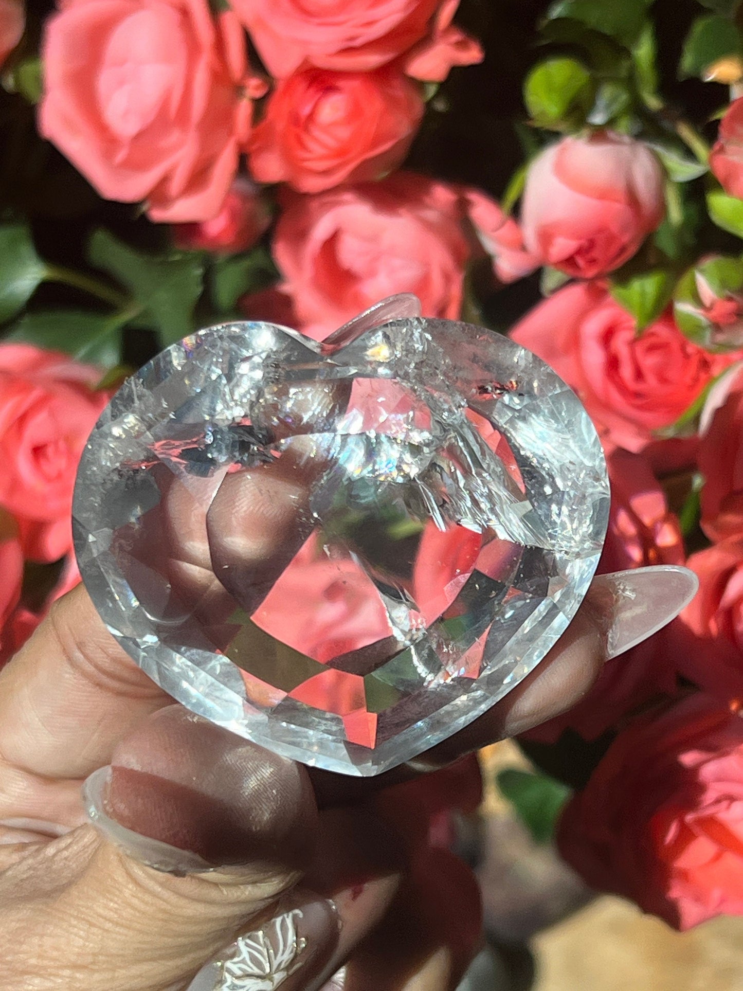 Gem Grade Quartz Heart, Faceted Heart From Brazil, Highest Quality Clear Quartz, Crystal Heart, Gift For Her, High Grade Gemstone,