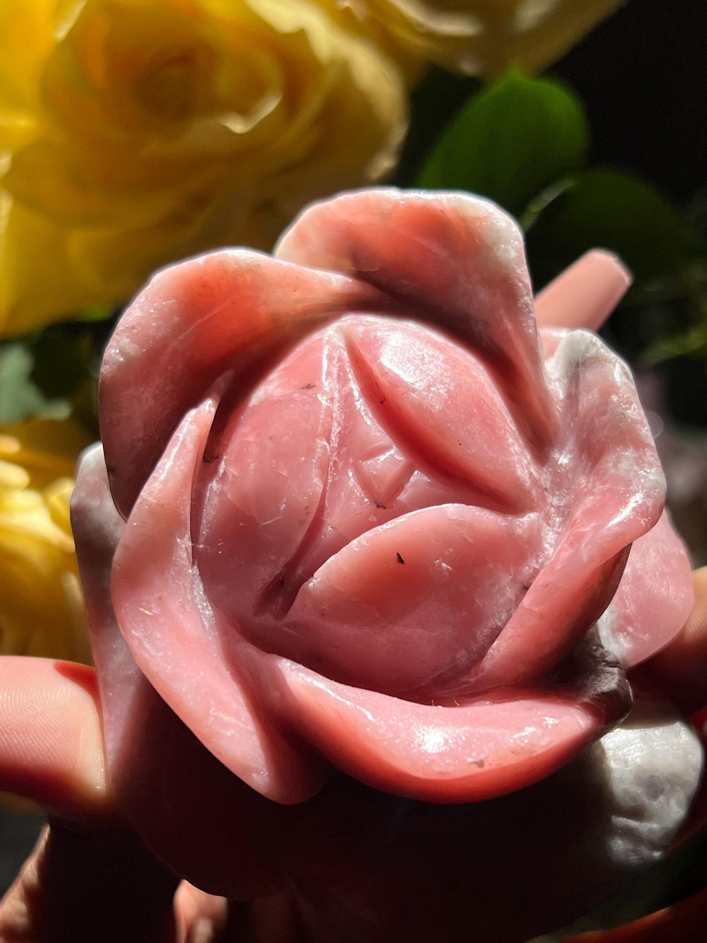 Pink Opal Rose, Pink Opal, Floral Crystal Carving, Heart Chakra Healing Crystal, Crystal Flower, Crystal Gifts,