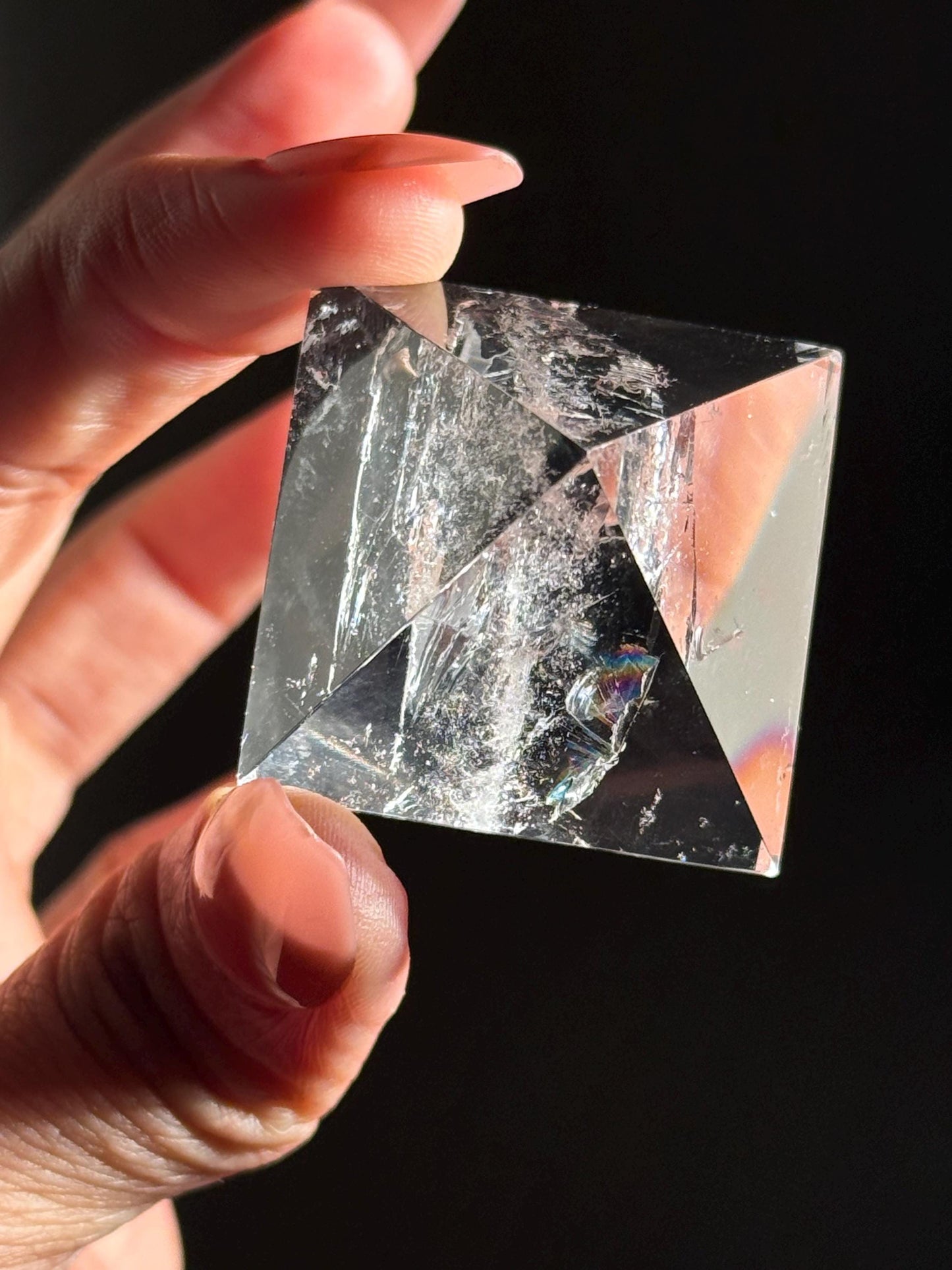 Natural Clear Quartz Pyramid, Rainbow Clear Quartz, Spiritual Home Decoration, Egyptian Pyramid Decoration, High Frequency Quartz, Pyramid