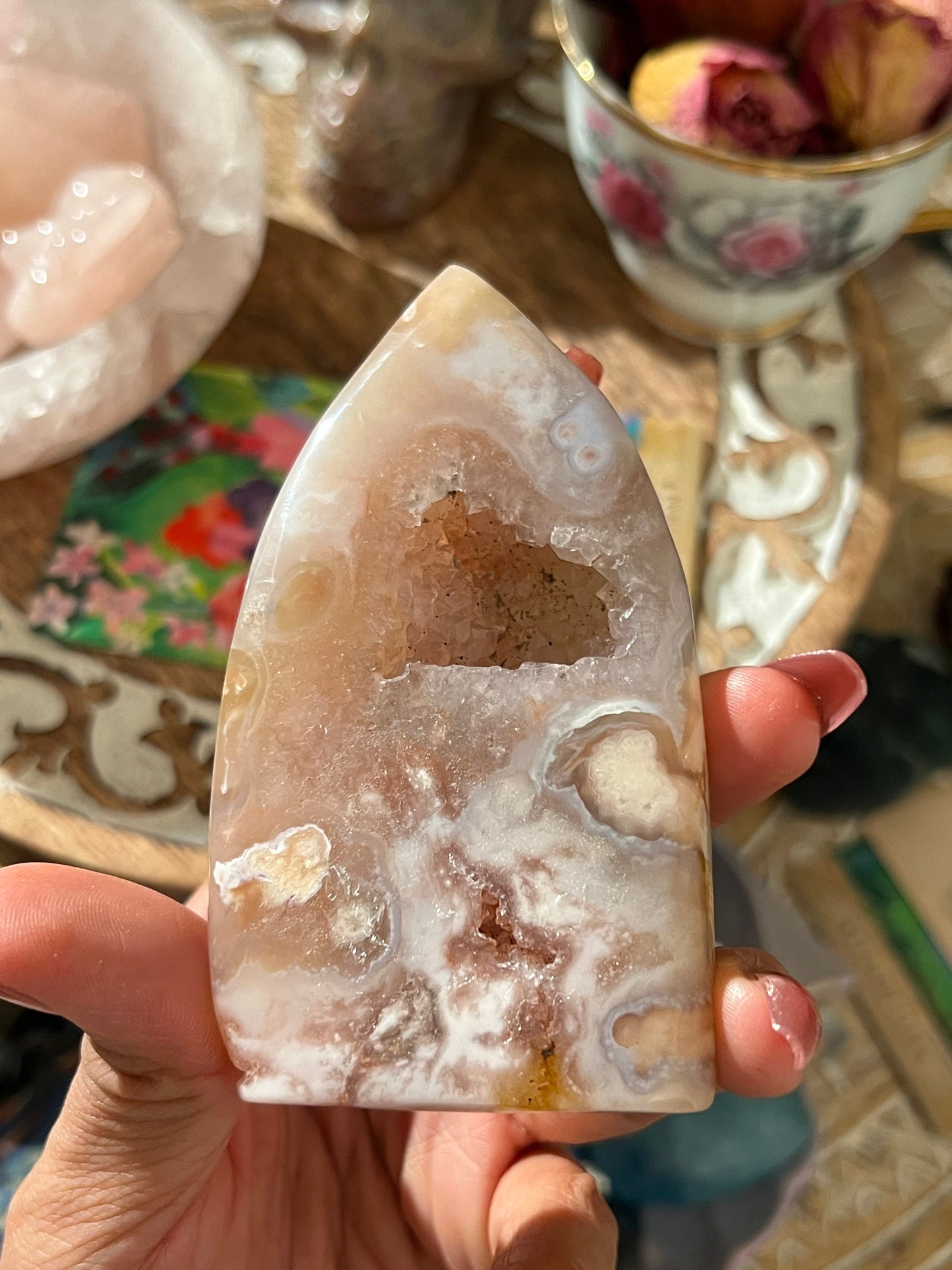 Druzy Flower Agate, Pink Flower Agate, Flower Agate and Quartz, Pink Amethyst, Pink Flower Agate, Pink Amethyst free form, Small Size
