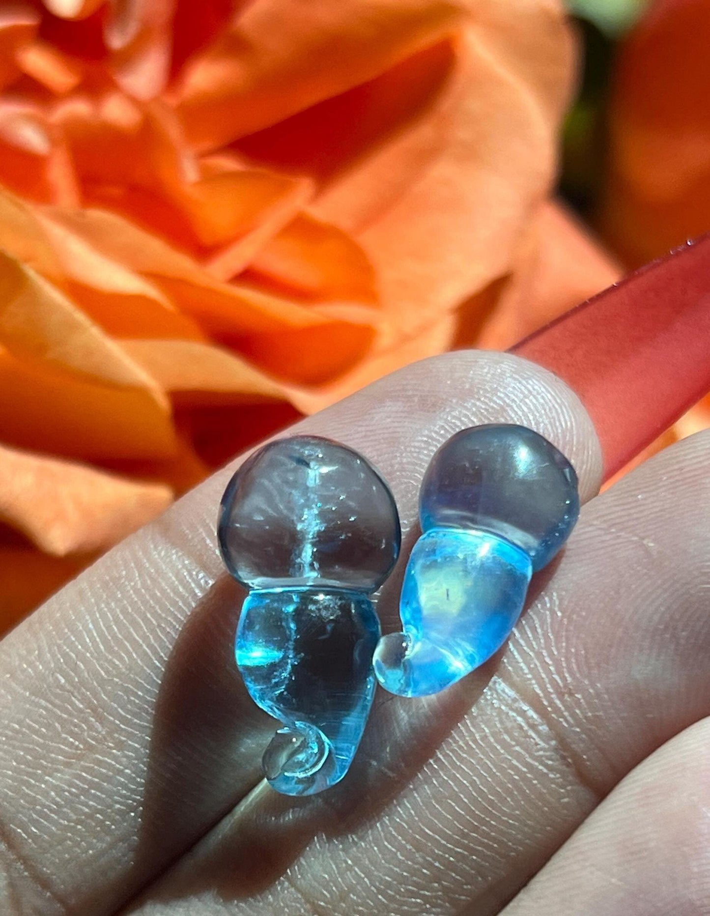Two Aquamarine Gourd Carving, Blue Aquamarine, Aquamarine Gemstones, Aquamarine Jewelry, Good Luck Charm, Crystal Gifts, Crystal Lot