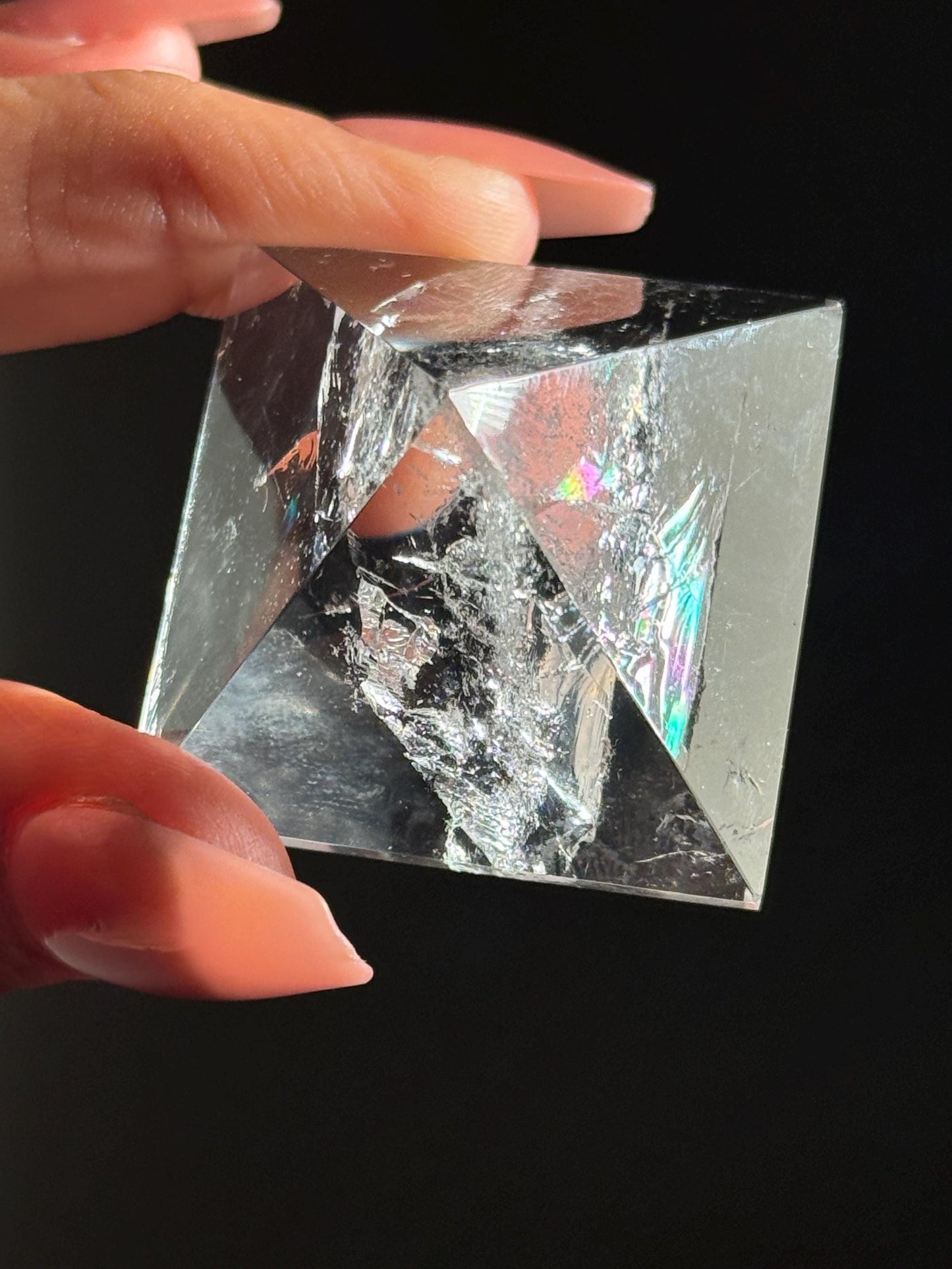 Natural Clear Quartz Pyramid, Rainbow Clear Quartz, Spiritual Home Decoration, Egyptian Pyramid Decoration, High Frequency Quartz, Pyramid