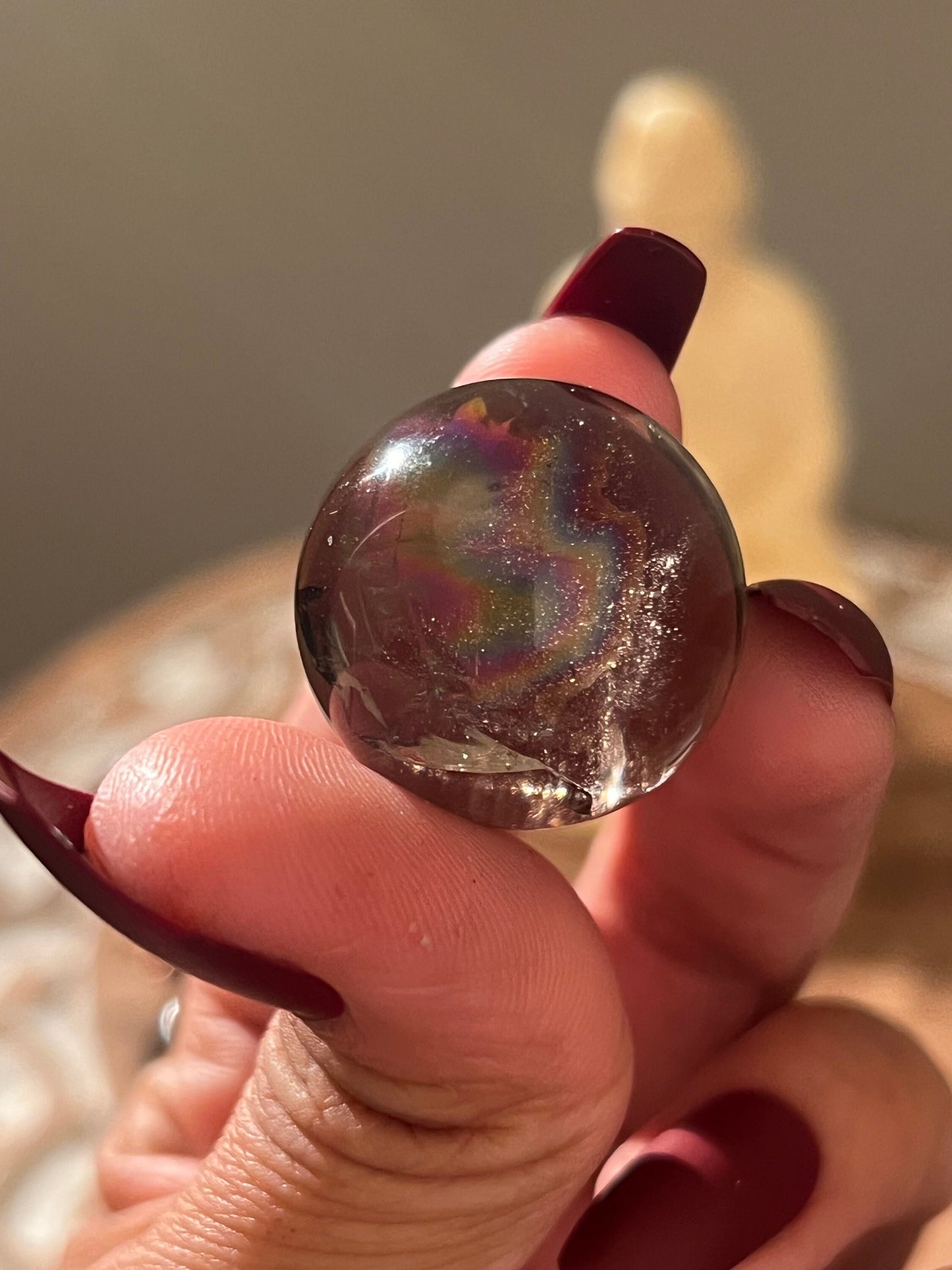 Small Smoky Quartz Sphere, Rainbow Smoky Quartz, crystal ball with crown holder,