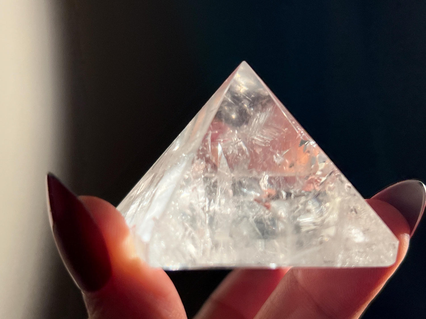 Natural Clear Quartz Pyramid With Chevron Patterns, Crystal Pyramid, Crystal Carvings, Clear Quartz, Spiritual Gifts, Crystal Gifts, Pyramid