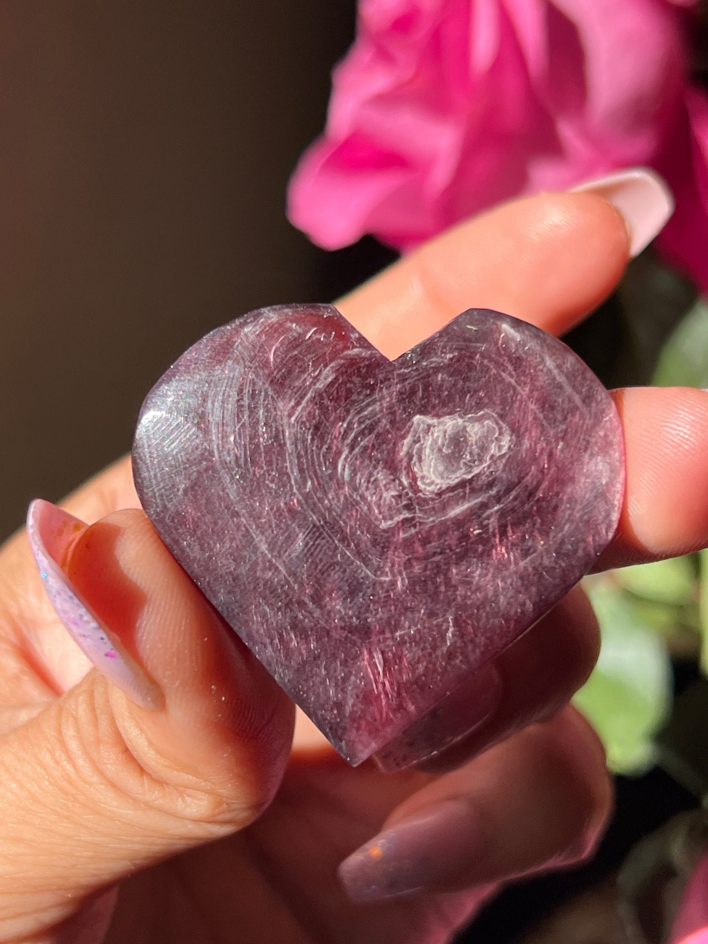 Small Mica Heart, Flashy Purple Mica Heart, Flashy Lepidolite Heart, Crystal hearts, Lepidolite, Crystal Jewelry, Crystal Gifts, mini Small