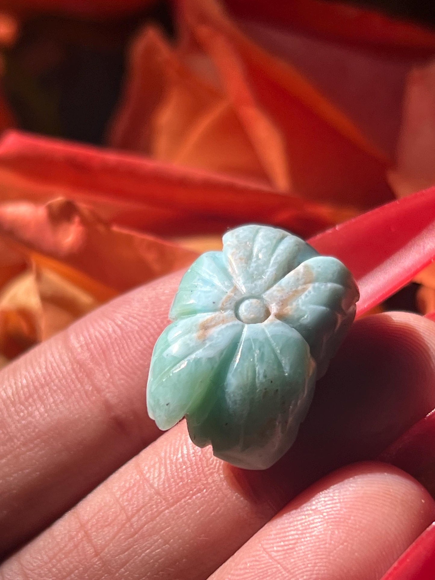 Precious Larimar Flower, Larimar Charm, Larimar Flower, Larimar Cab, Larimar stone cabs, Crystal Gifts, Spiritual Gifts, Crystal Jewelry