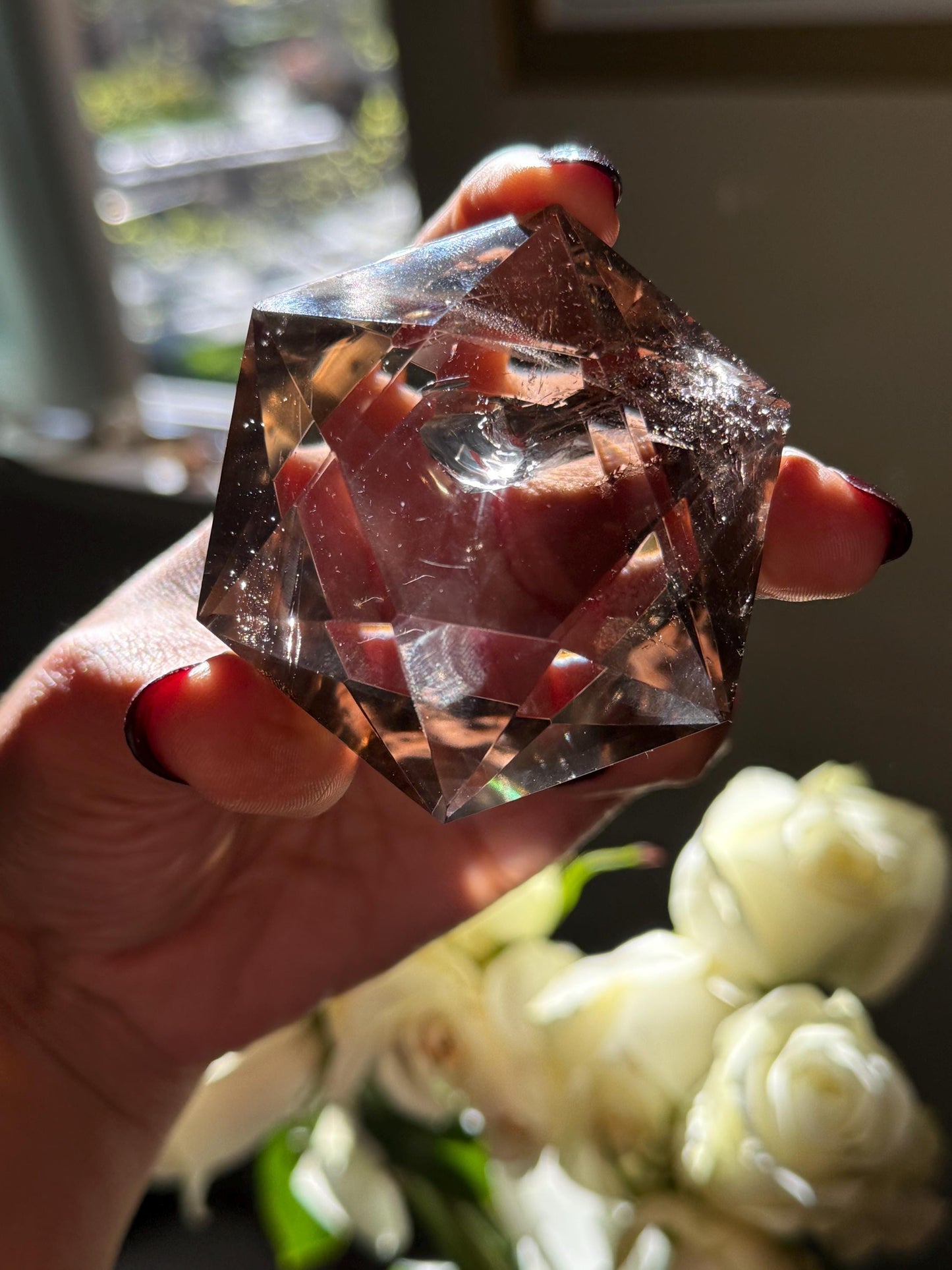 Crystal Hexagon Faceted Quartz, Star Of David Quartz, Faceted Smoky Quartz, Merkaba Quartz, Metaphysical Gifts, Crystal Gifts