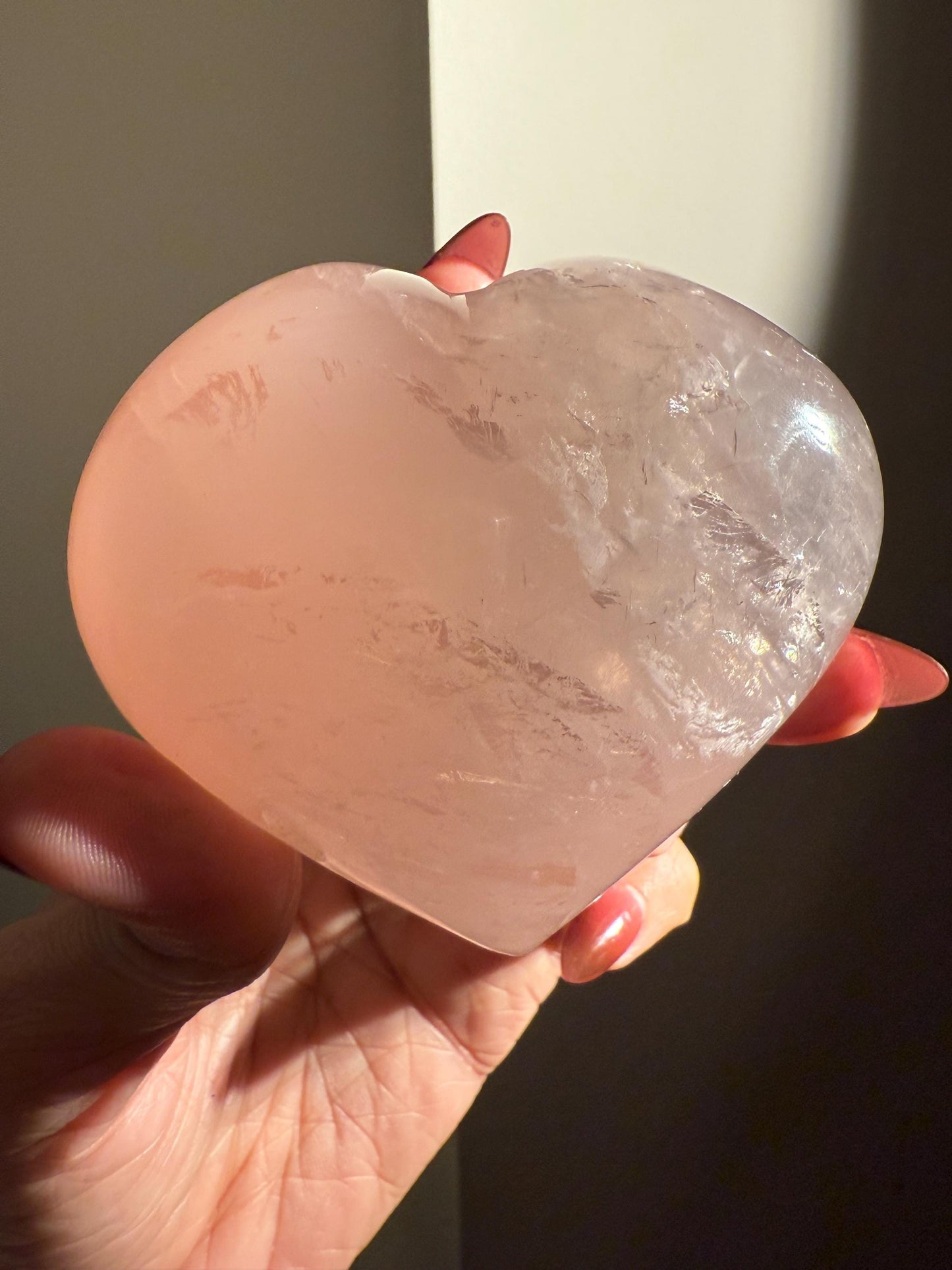 Star Flash Rose Quartz Heart, Dark Rose Quartz Heart, Rose Quartz, Crystals For Love, Crystal Gifts, Crystal hearts, Double Star Rose Quartz