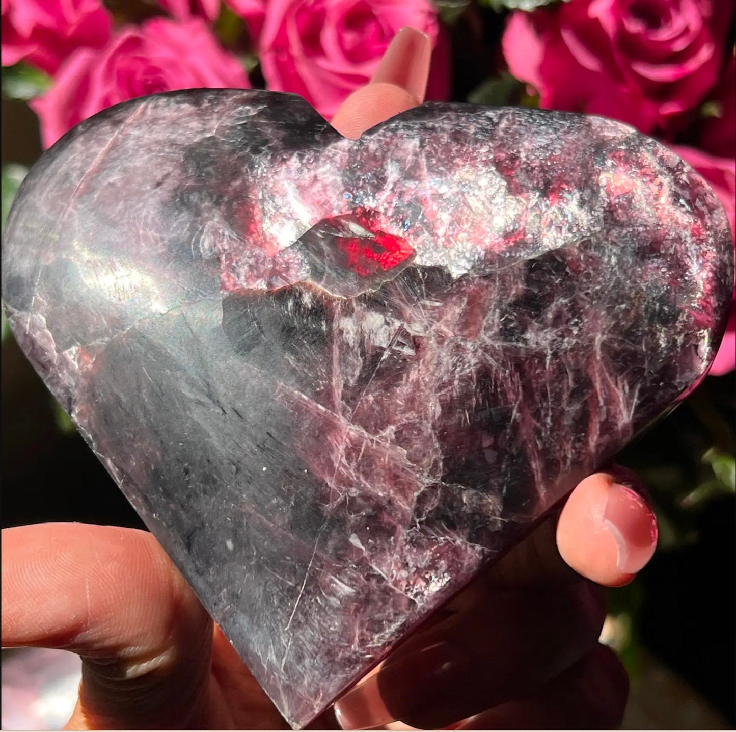 Large Flashy Mica Heart, Mica Heart, High Grade Lepidolite, Purple Mica, Gemmy Lepidolite, Crystal Hearts, Crystal Gifts
