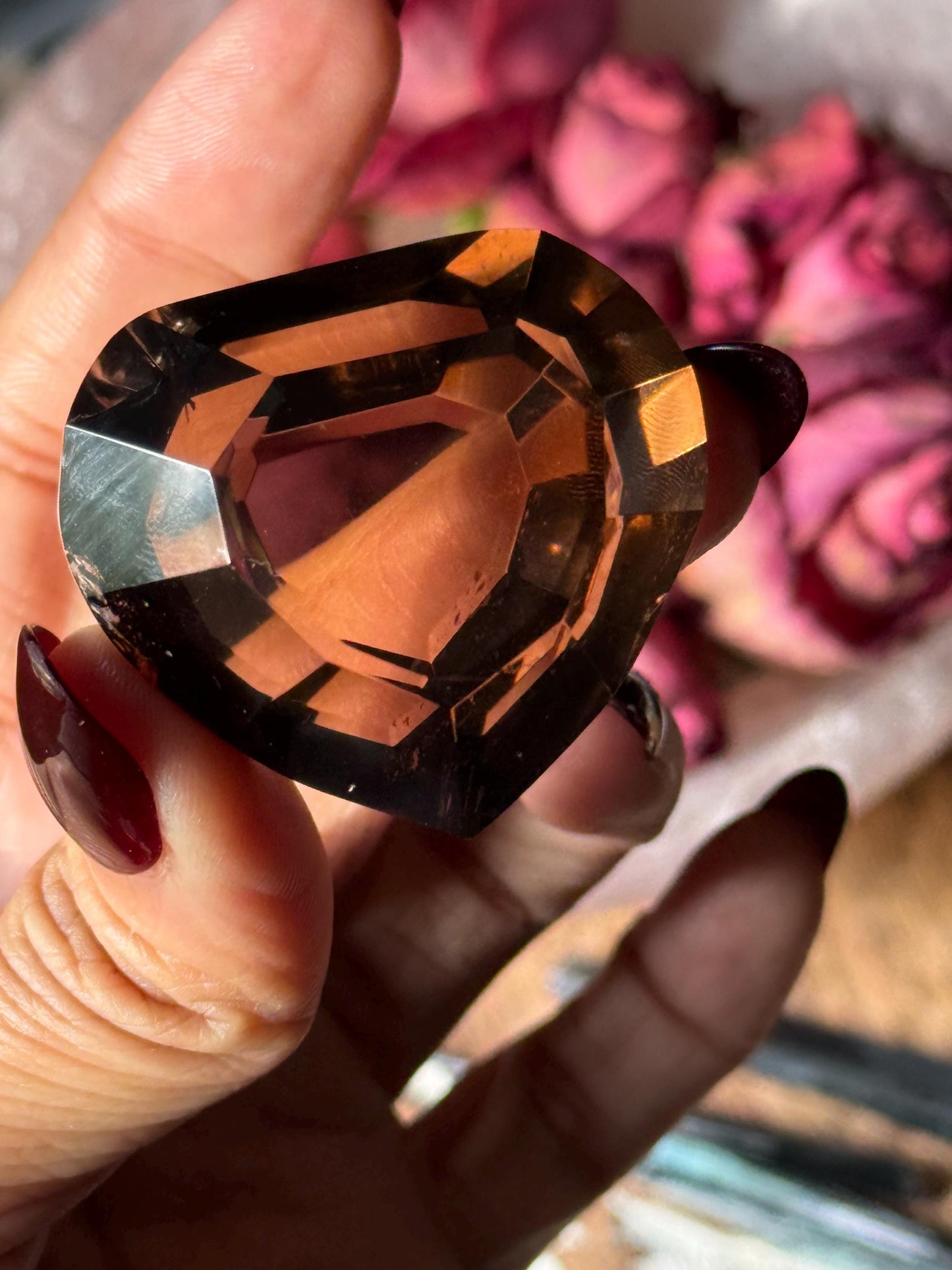 Faceted Smoky Quartz Heart, Smoky Quartz Heart, Highest Quality Quartz, Faceted Crystals, Faceted Smoky Quartz, Crystal Gifts,