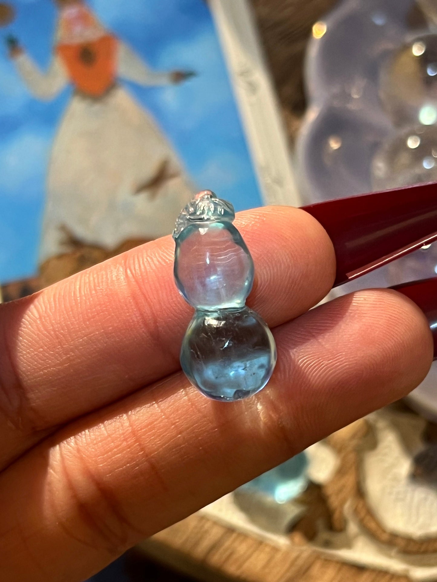 High Grade Aquamarine Gourd Carving, Aquamarine, Aquamarine Fruit Carving, Blue Aquamarine, Gourd Charm, Aquamarine Stones, Gift for her