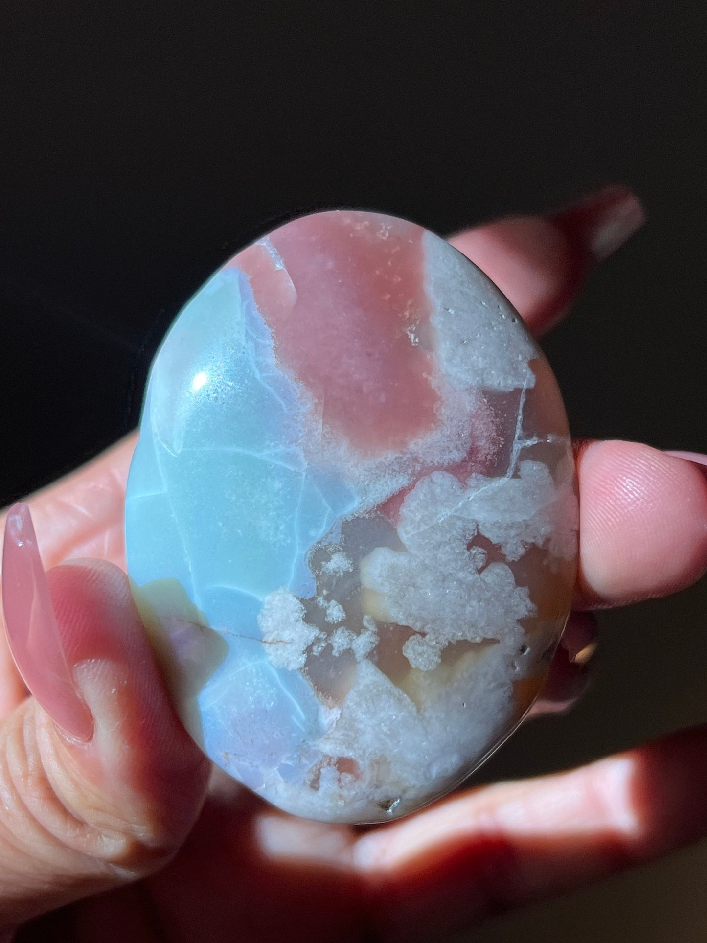 Green flower agate palm, Green Flower Agate, Sakura Agate, Cherry Blossom Agate, Heart Crystals, Crystal Gifts, Metaphysical Gifts