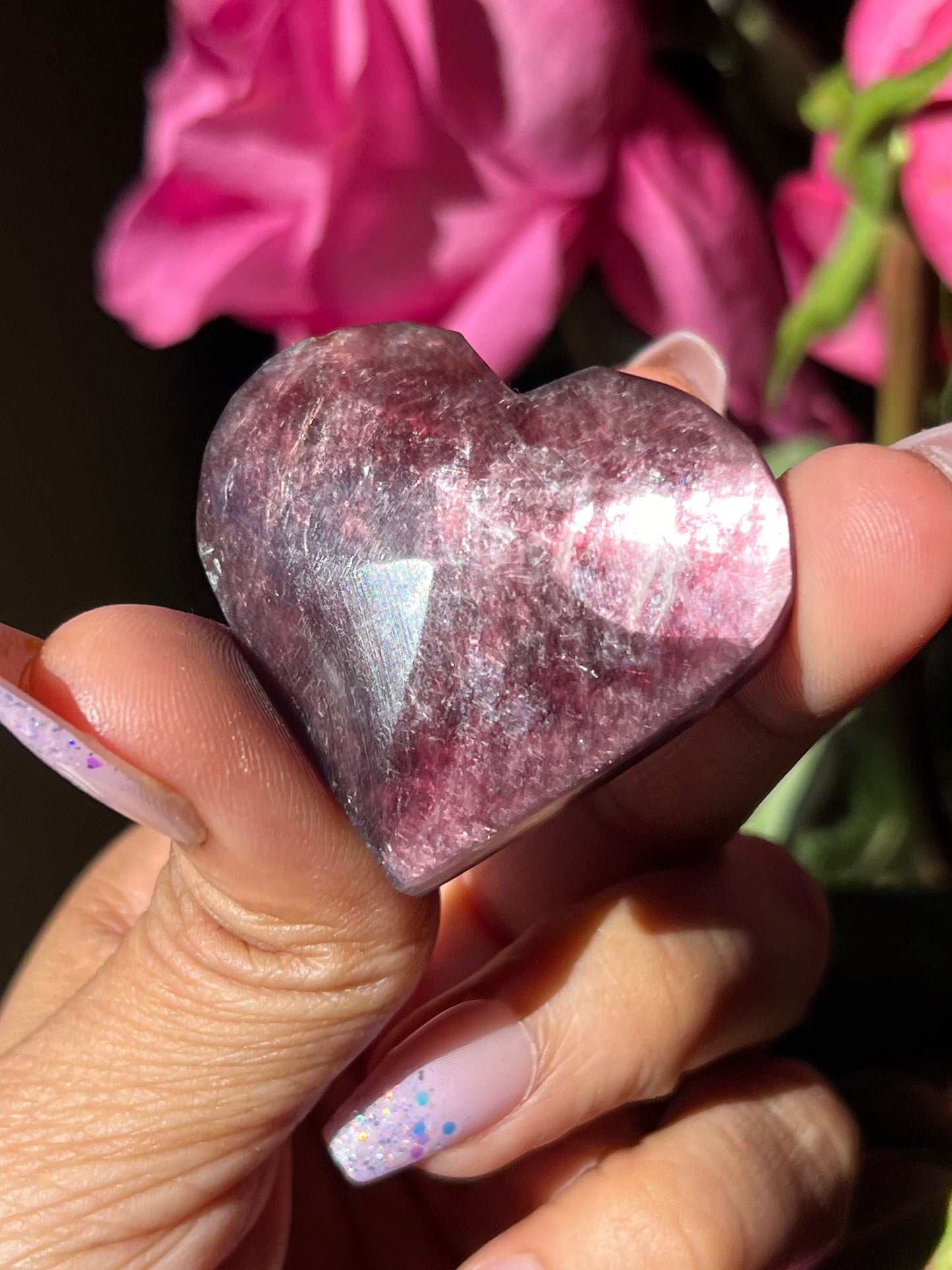 Small Mica Heart, Flashy Purple Mica Heart, Flashy Lepidolite Heart, Crystal hearts, Lepidolite, Crystal Jewelry, Crystal Gifts, mini Small