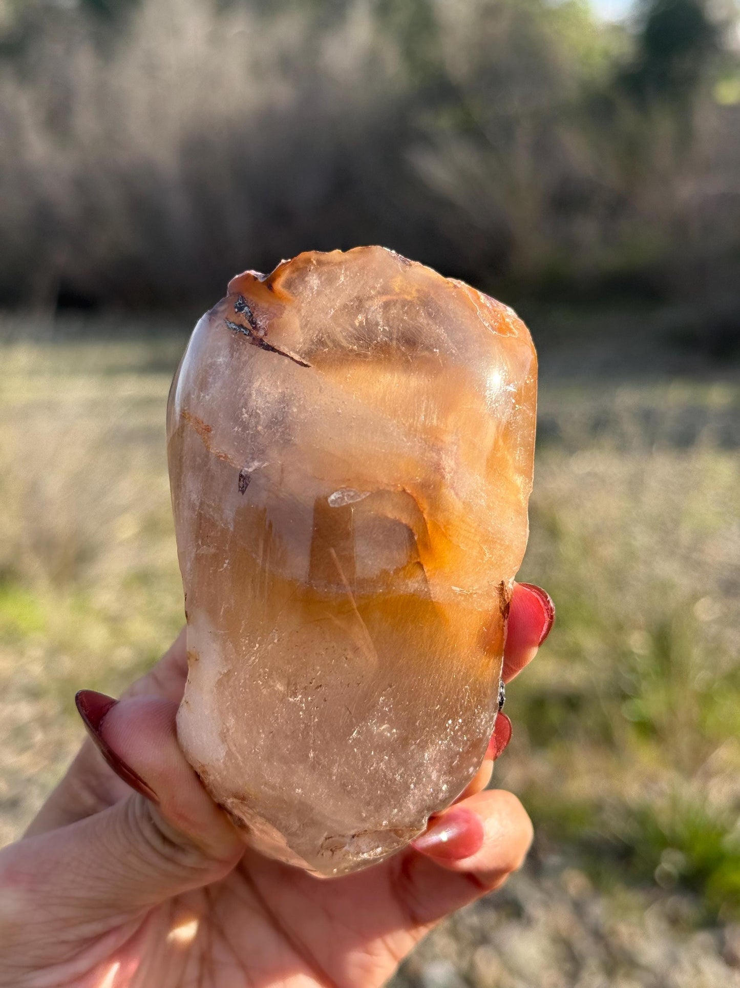 Rabbit Hair Quartz, Orange Rutilated Quartz, Amphibole Quartz, Orange Rutilated Quartz, Amphiboles, Rough Polished Amphibole