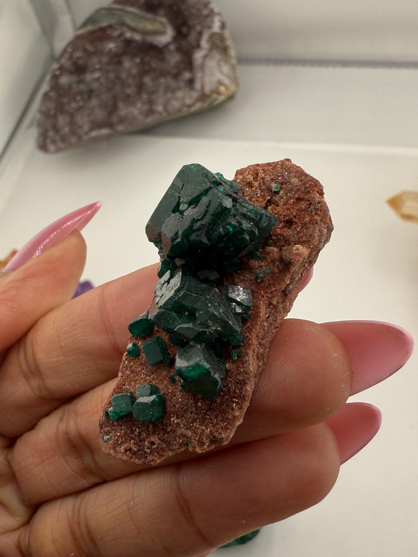 Dioptase, Natural Raw Dioptase, Dioptase from Republic of the Congo, Fossils and Minerals,