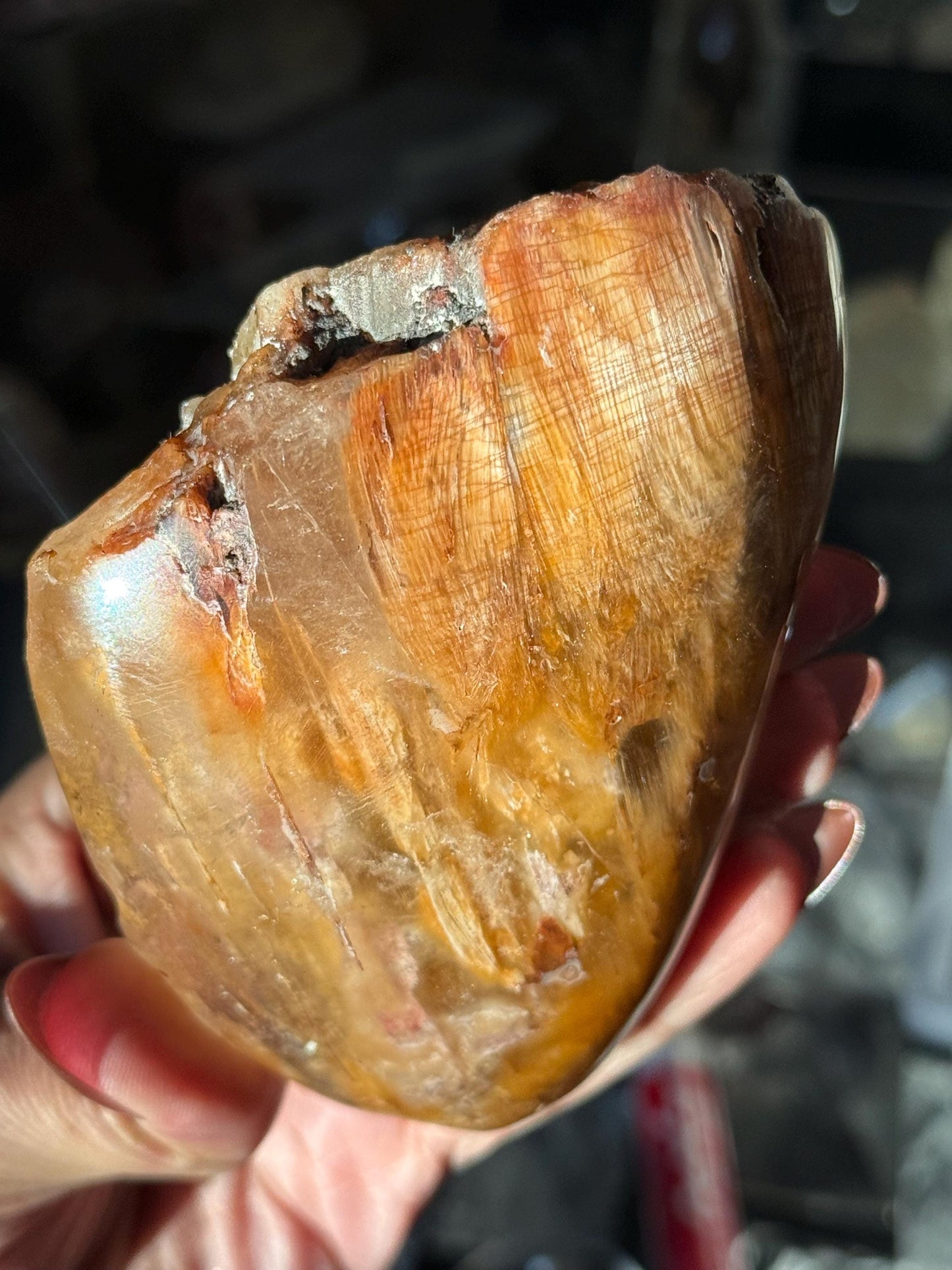 Rabbit Hair Quartz, Orange Rutilated Quartz, Amphibole Quartz, Orange Rutilated Quartz, Amphiboles, Rough Polished Amphibole, Crystal Gifts