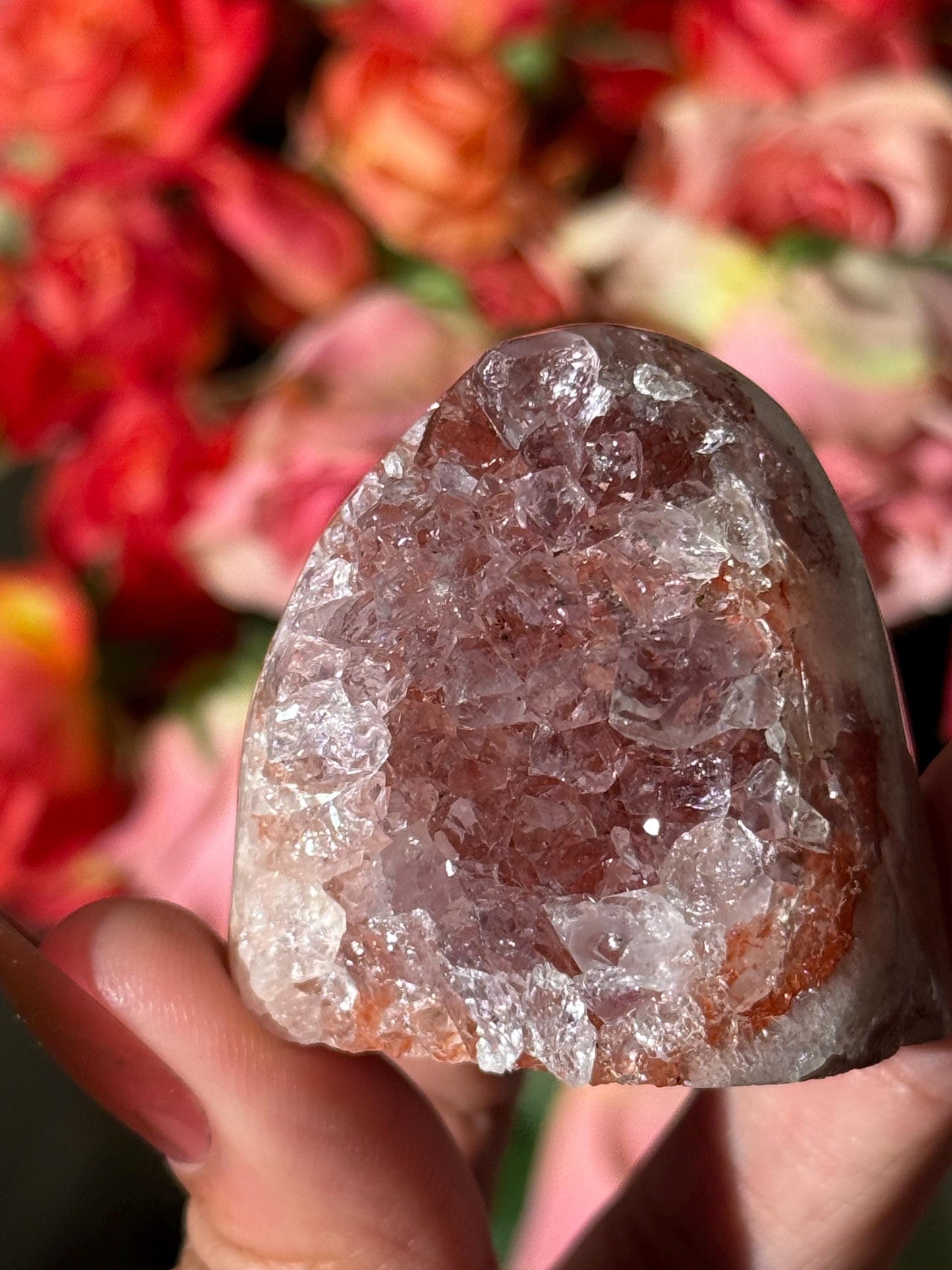 Mini Red Rainbow Amethyst, Galaxy Amethyst, Pink Amethyst, Amethyst Geode Cut base, Crystals, Crystal Gift, Crystal MINIS