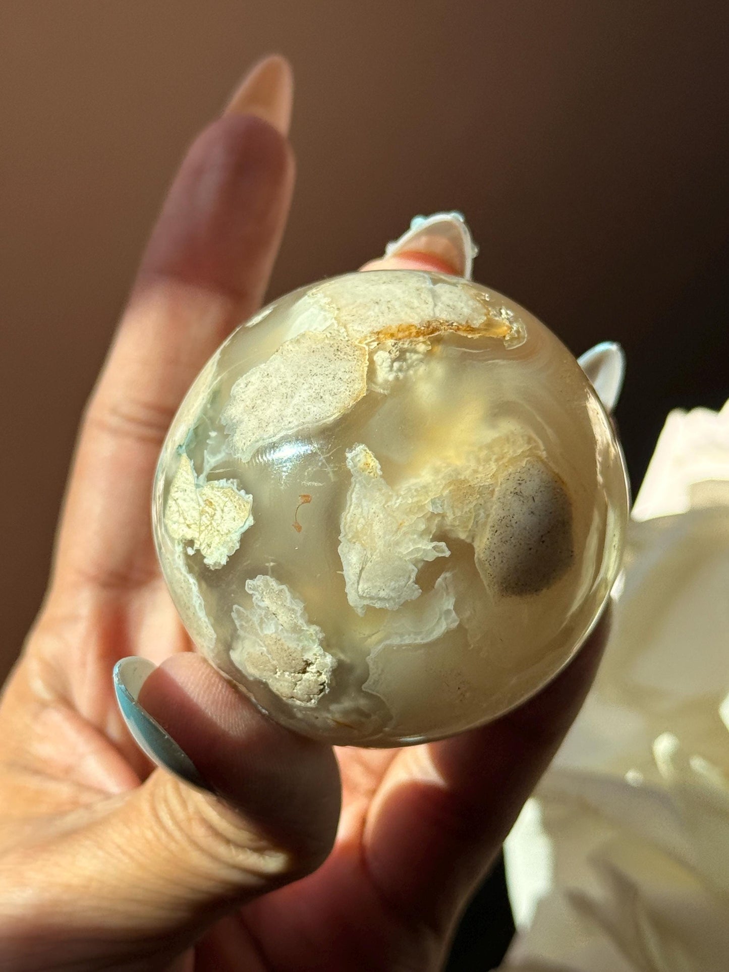 Flower Agate Sphere, Flower Agate, Small Flower Agate Sphere, Cherry Blossom Agate, Sakura Agate, Healing Crystals, SMALL