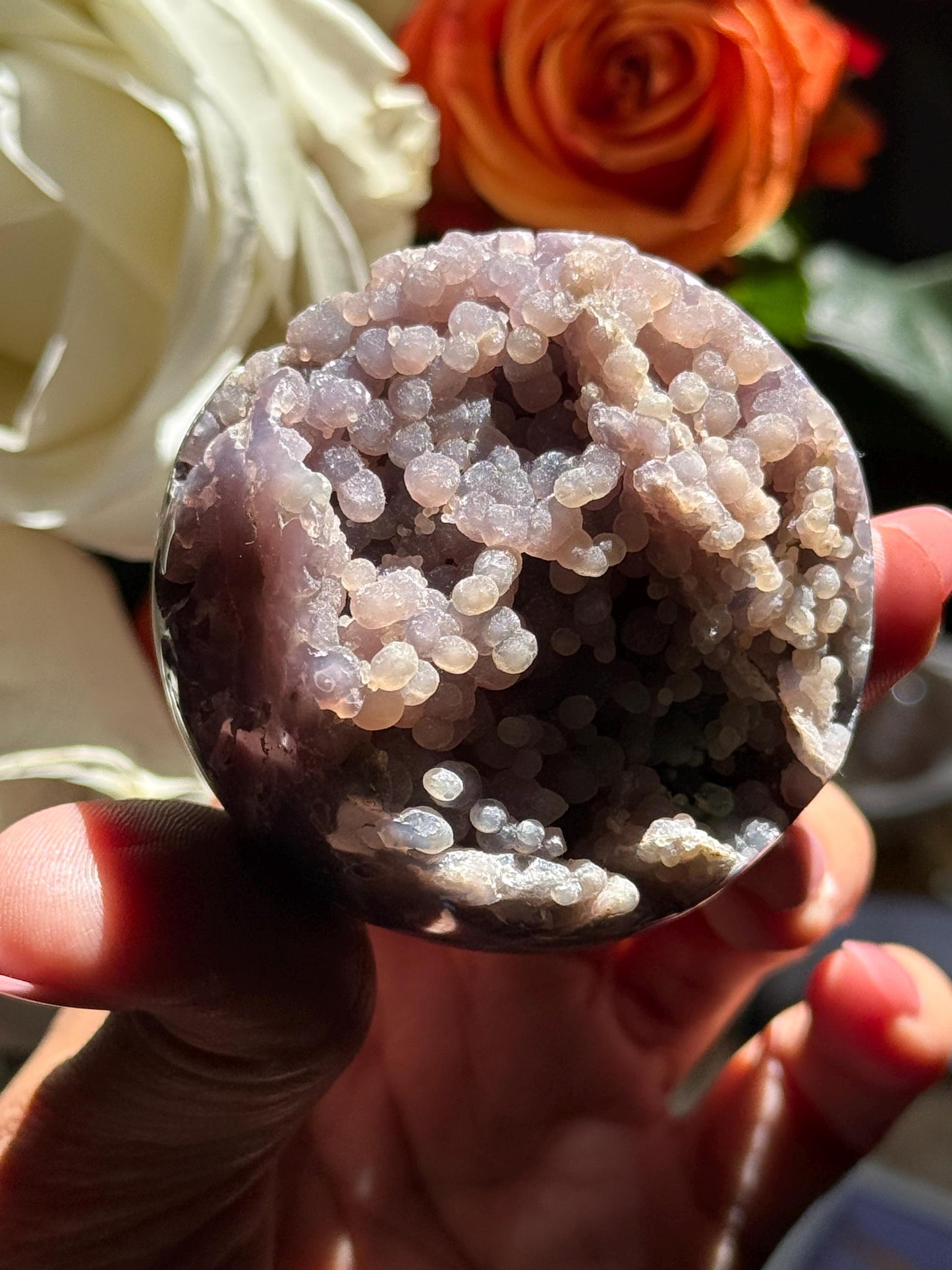 Grape Agate Sphere, Druzy Grape Agate, Botryoidal Chalcedony, Grape Agate Cluster, Purple Chalcedony, Regular grade