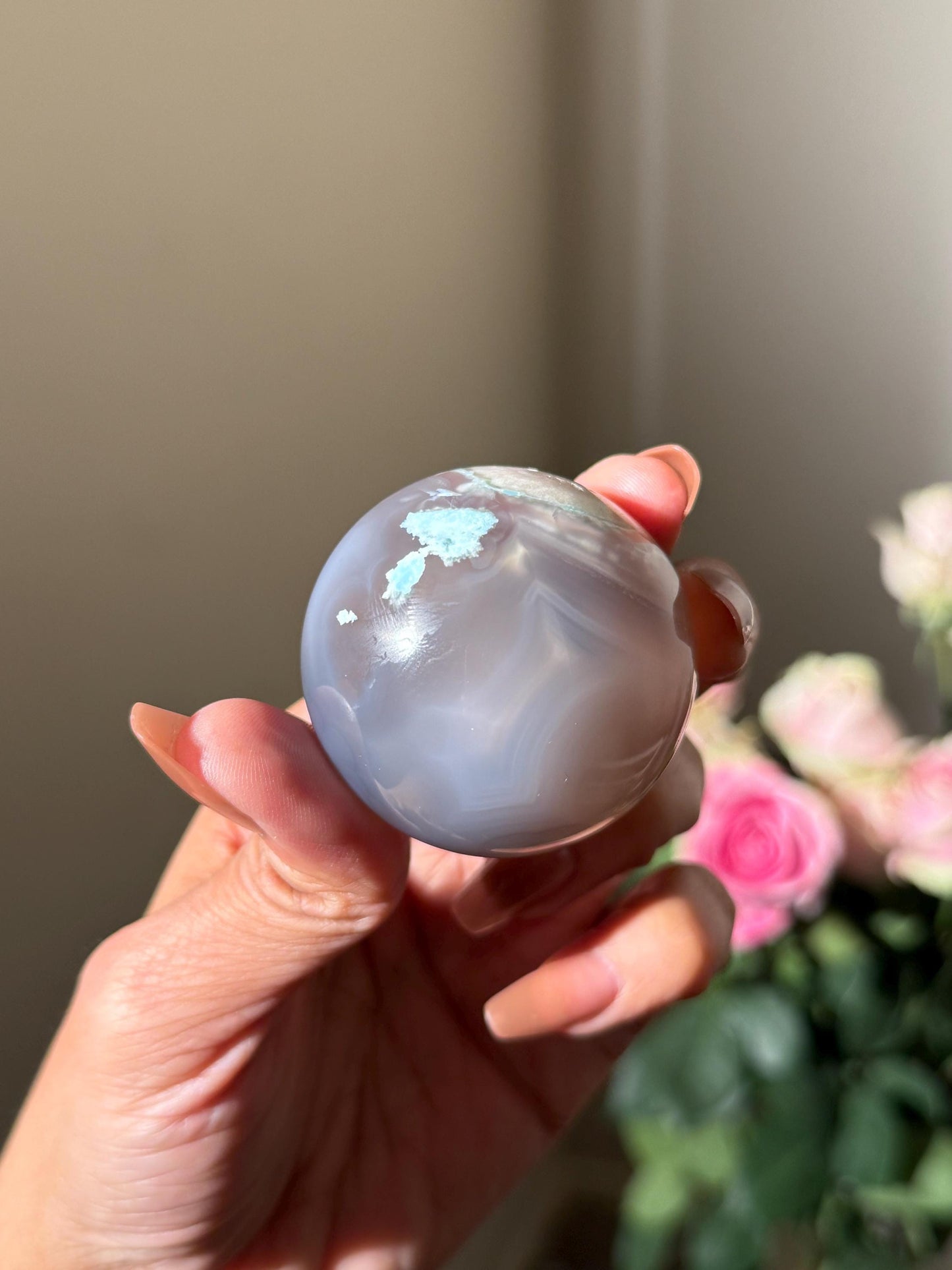 Green flower agate palm, Green Flower Agate, Sakura Agate, Cherry Blossom Agate, Heart Crystals, Crystal Gifts, Metaphysical Gifts