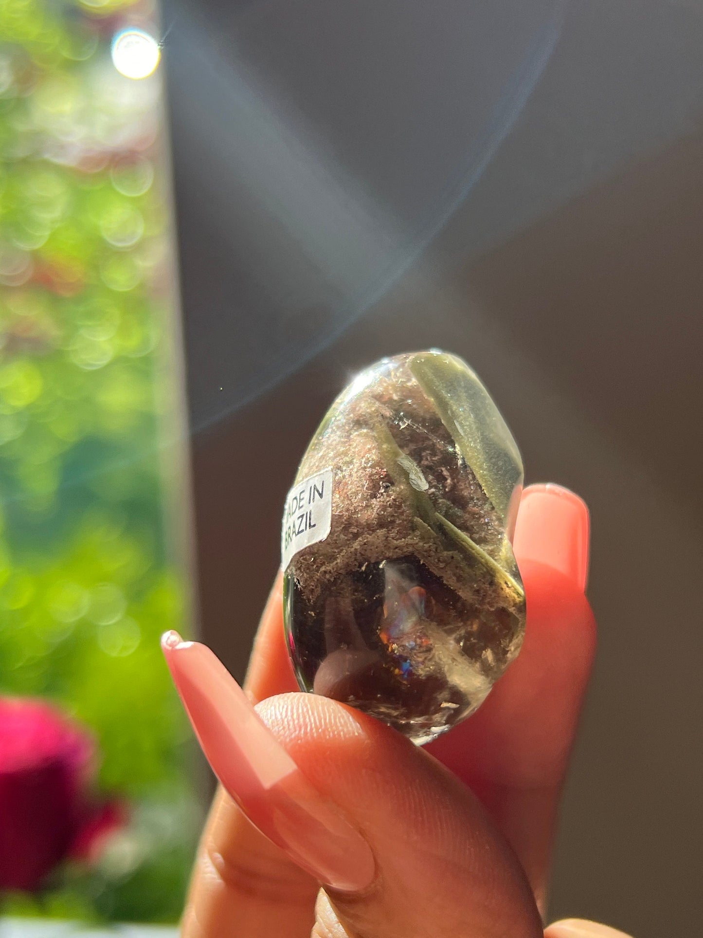 Small Lodolite Lens, Garden Quartz Garden Quartz Lens, Lodolite Quartz, Lodolite Garden Quartz, Scenic Quartz, Healing Crystals, Small