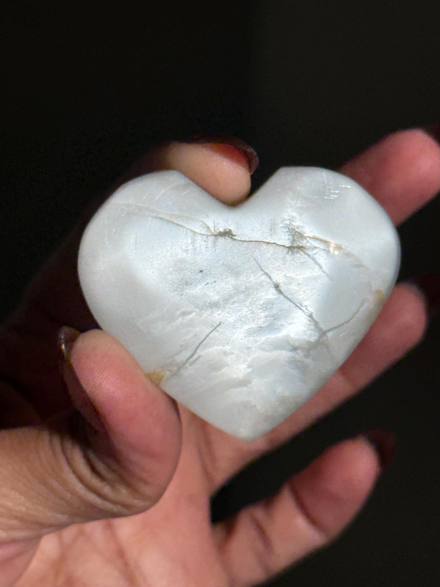 Sage Green Crystal Heart, Moon Stone Heart, Crystal Heart, Crystal Gifts,