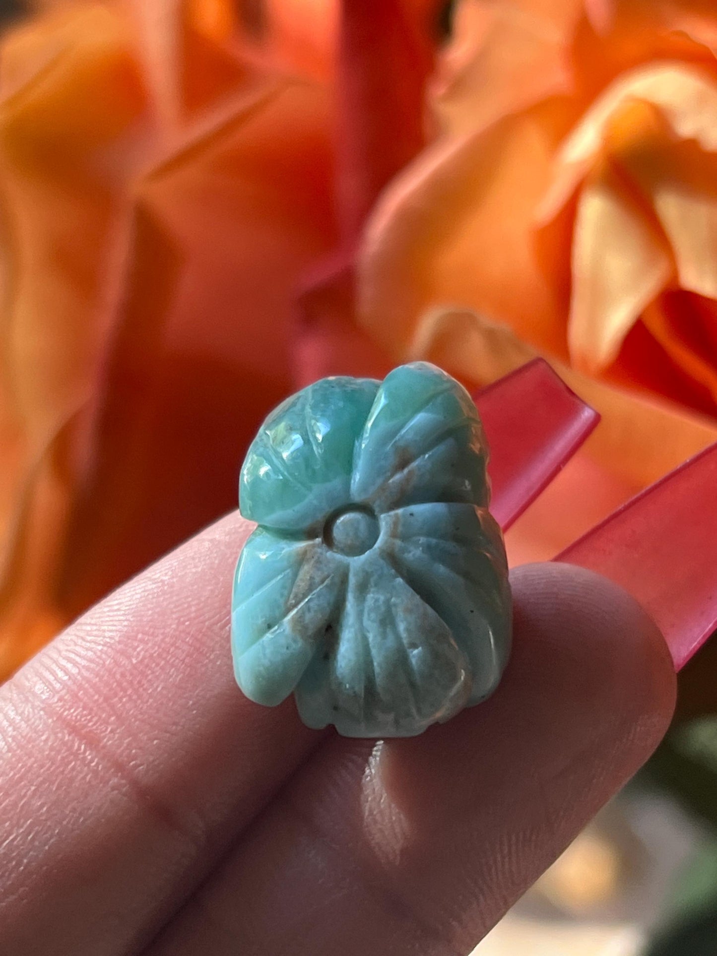 Precious Larimar Flower, Larimar Charm, Larimar Flower, Larimar Cab, Larimar stone cabs, Crystal Gifts, Spiritual Gifts, Crystal Jewelry