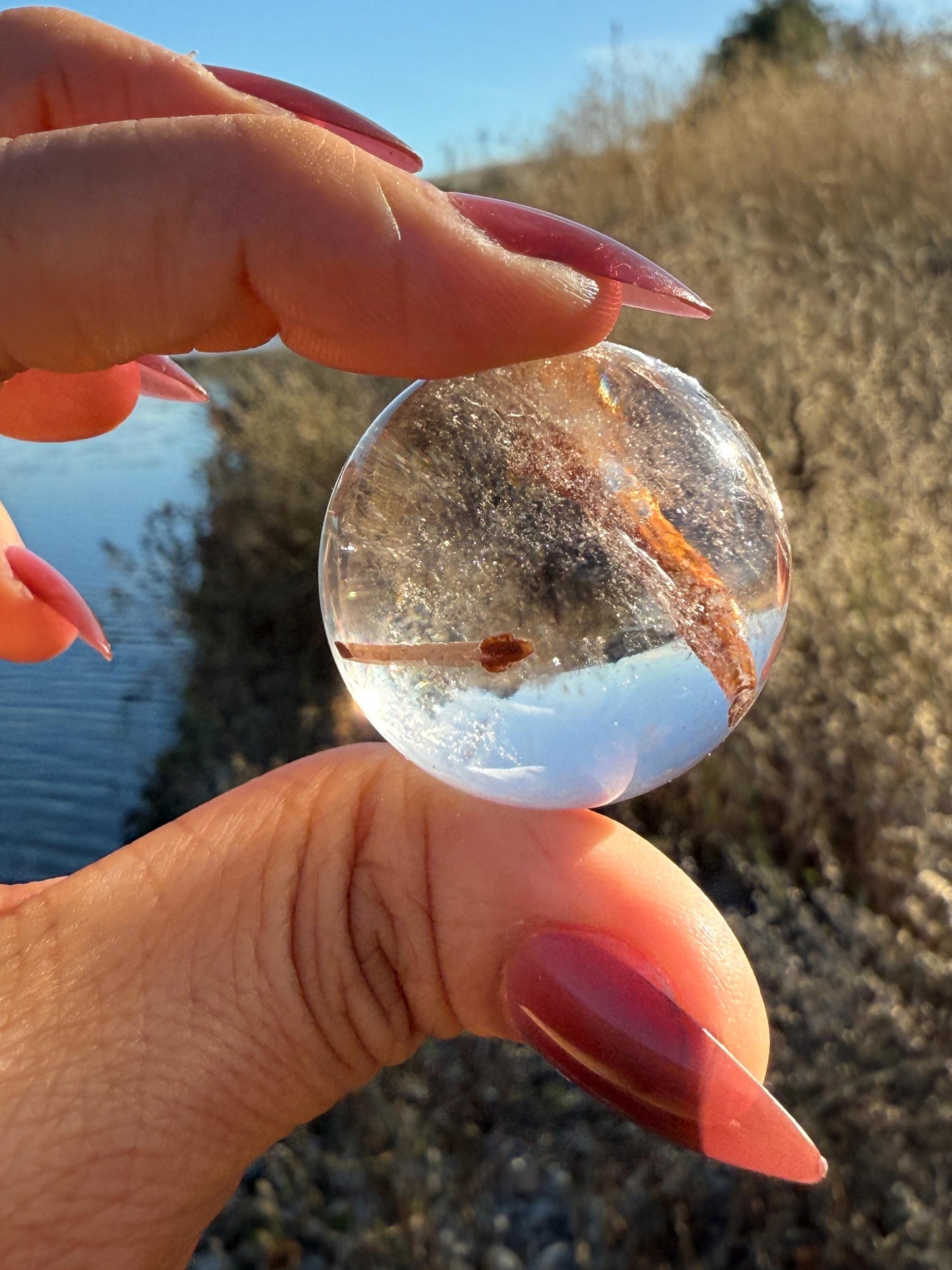 Red Rutile Quartz, Copper Rutilated Quartz Sphere, Copper Rutile, Rutilated Quartz, Crystals, Crystal Gifts, Unique Gift Idea,