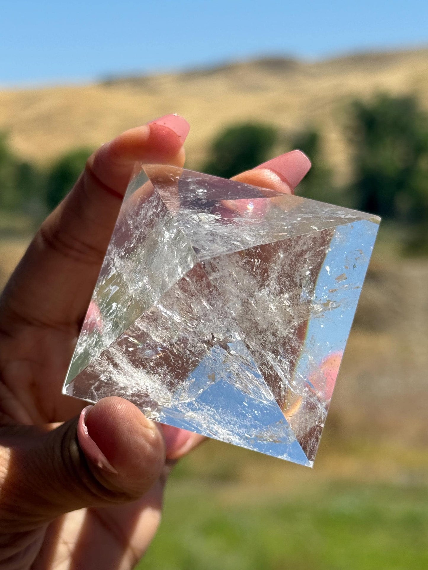 Natural Clear Quartz Pyramid, Rainbow Clear Quartz, Spiritual Home Decoration, Egyptian Pyramid Decoration, High Frequency Quartz, Pyramid