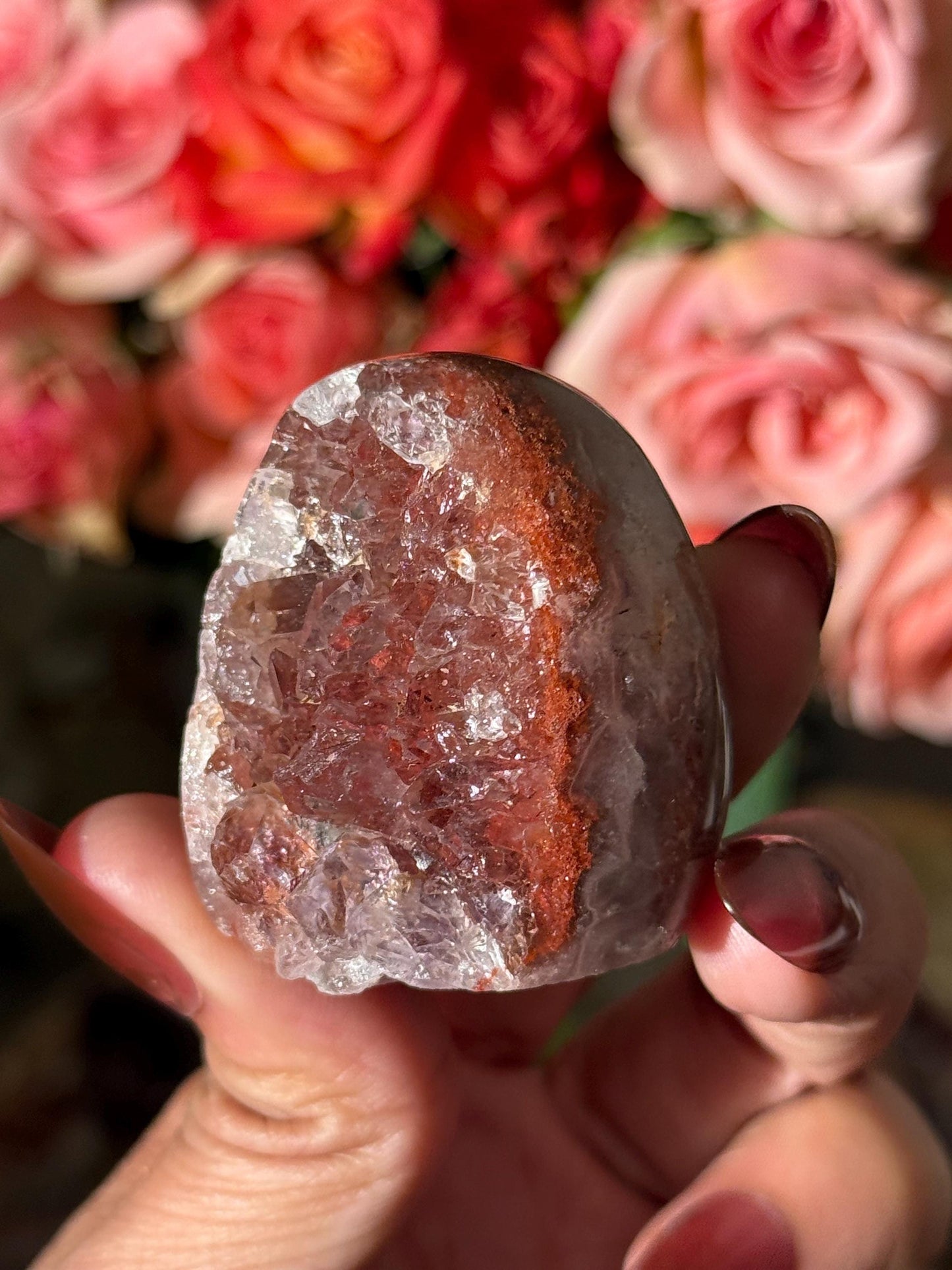 Mini Red Rainbow Amethyst, Galaxy Amethyst, Pink Amethyst, Amethyst Geode Cut base, Crystals, Crystal Gift, Crystal MINIS