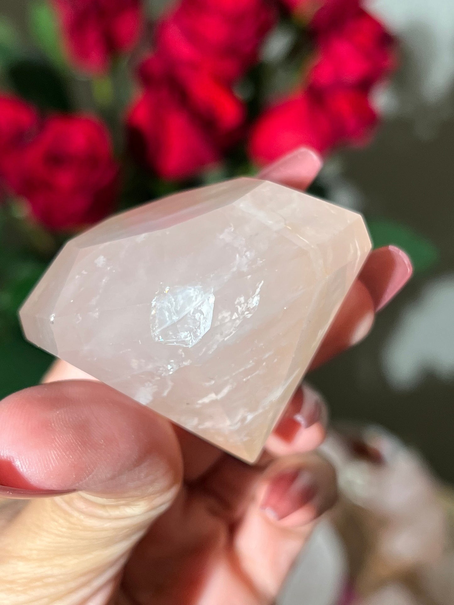 Rose Quartz Diamond Carving, Rose Quartz Diamond, Authentic Natural Rose Quartz, Rose Quartz, Crystals Gift, Metaphysical gits, Gift for Her