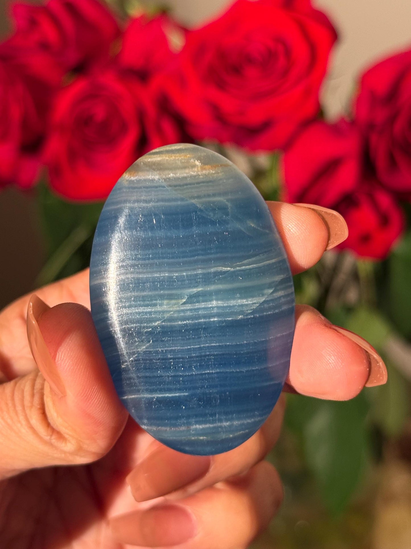 Blue Onyx Palmstone, Lemurian Aquatine, Crystal, Aquarine Palmstone, Metaphysical Gifts, Valentines day Gift, Crystal Gifts, MINI