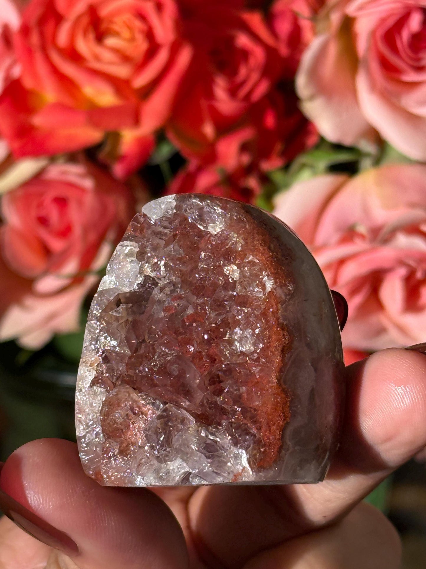 Mini Red Rainbow Amethyst, Galaxy Amethyst, Pink Amethyst, Amethyst Geode Cut base, Crystals, Crystal Gift, Crystal MINIS