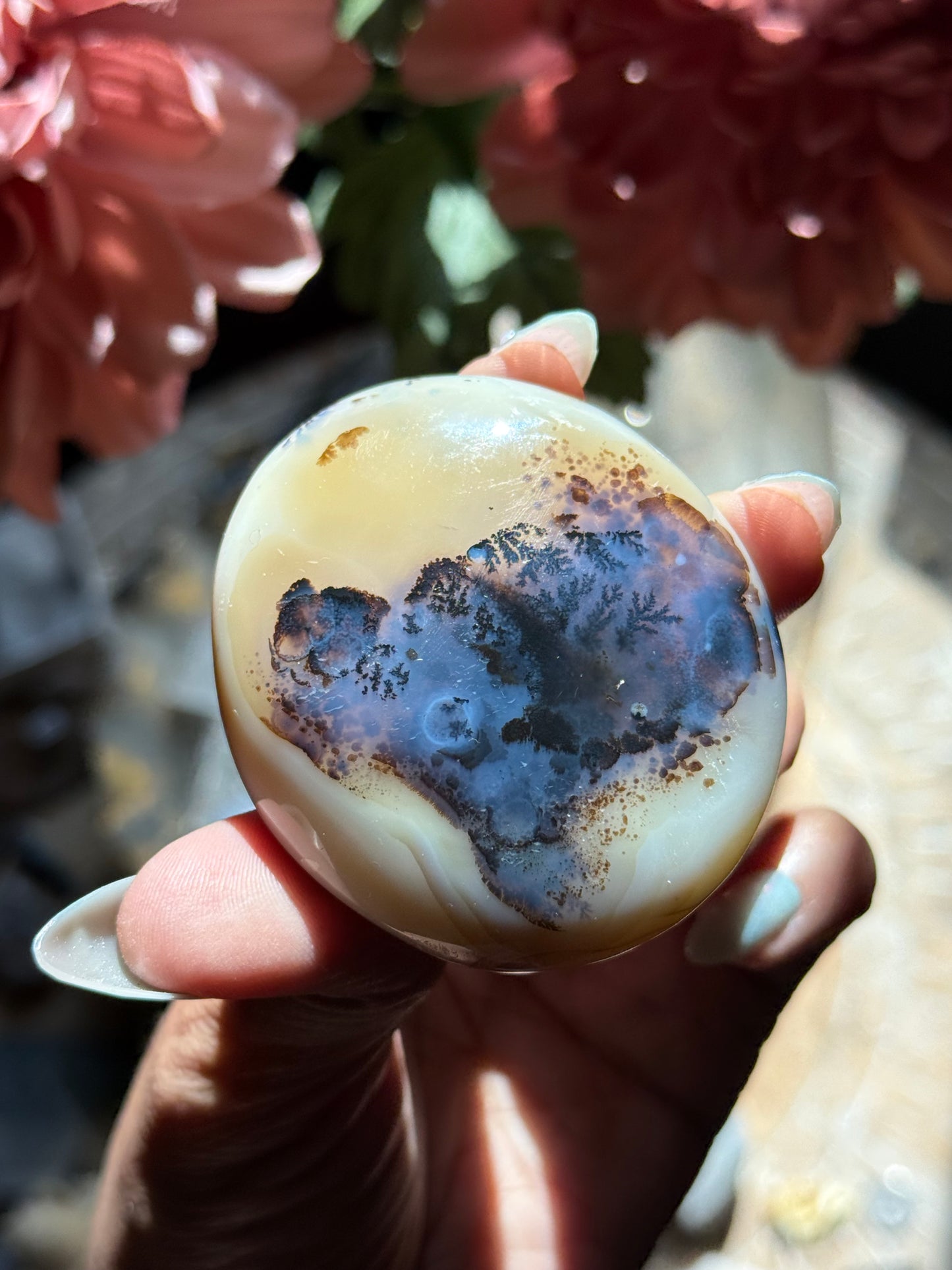 Dendritic Agate Palm stone Purple - Unique Agate stone for meditation and gifts